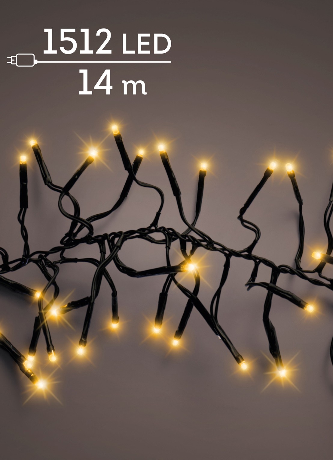 Lumineo Cluster Twinkle lichtslinger 14 meter - voorkant zwart