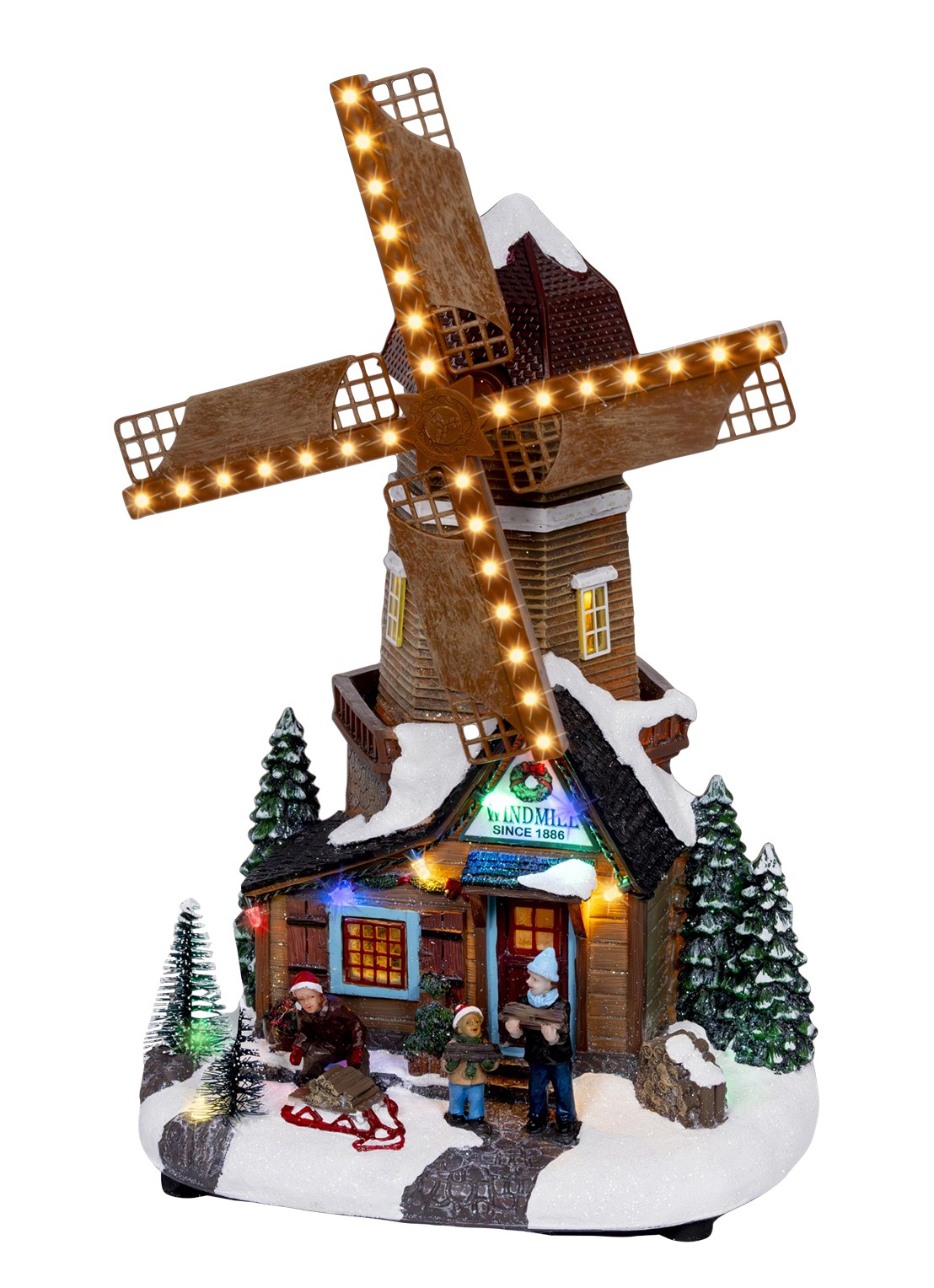 Lumineo Scenery kerstdecoratie 34 cm - voorkant bruin