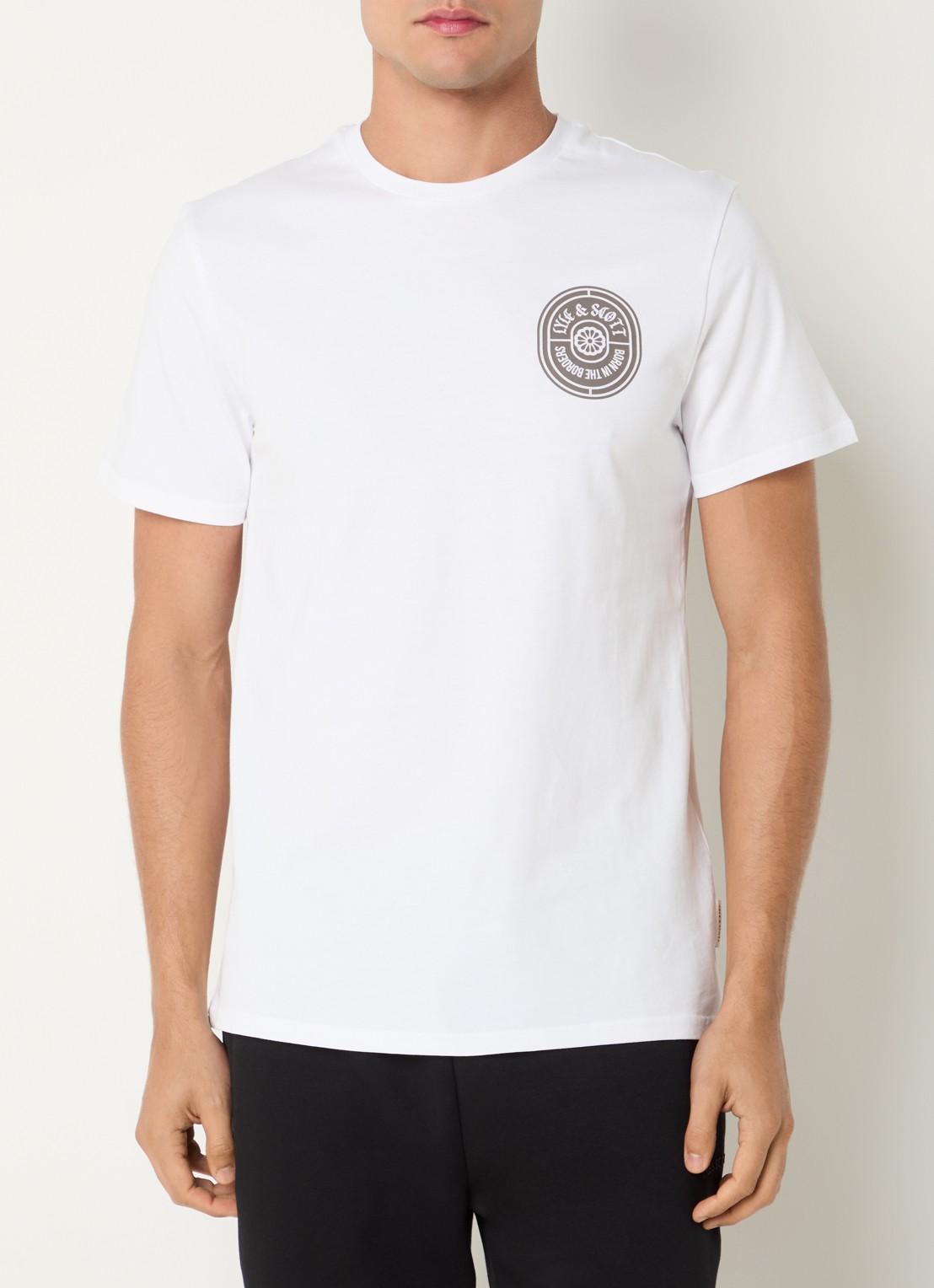 Lyle & Scott Borders T-shirt met logo- en backprint - achterkant 3 wit