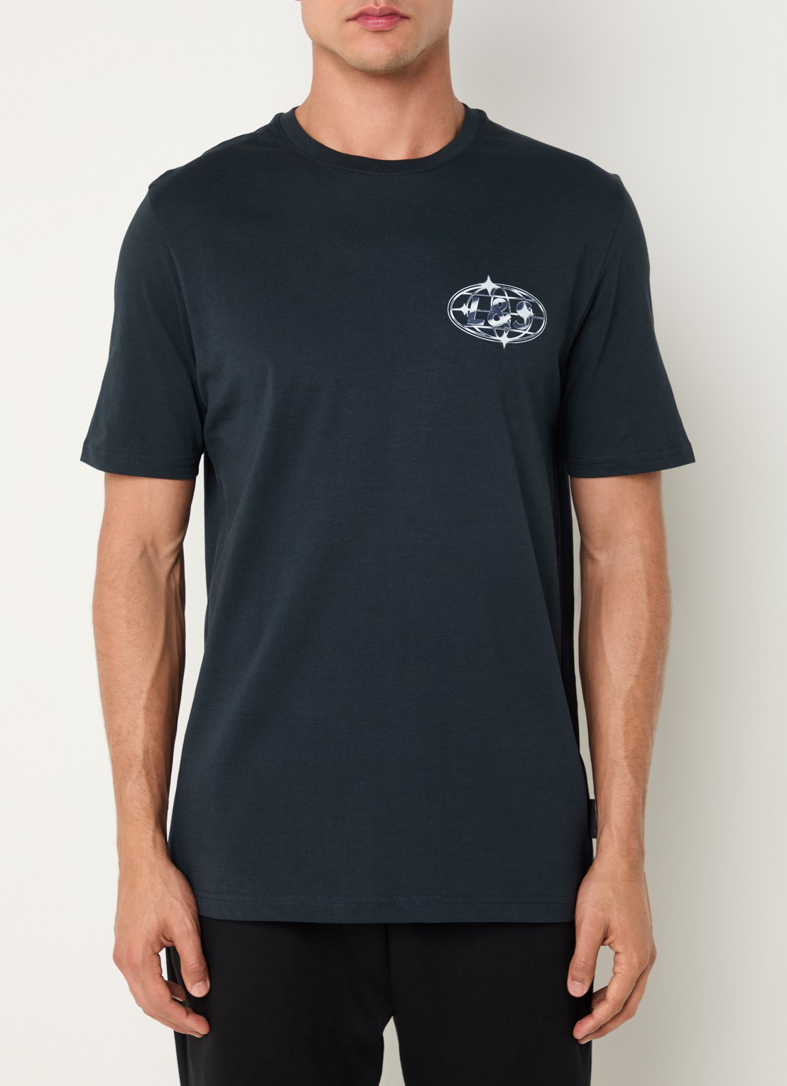Lyle & Scott Chrome T-shirt met logo- en backprint - achterkant 3 zwart
