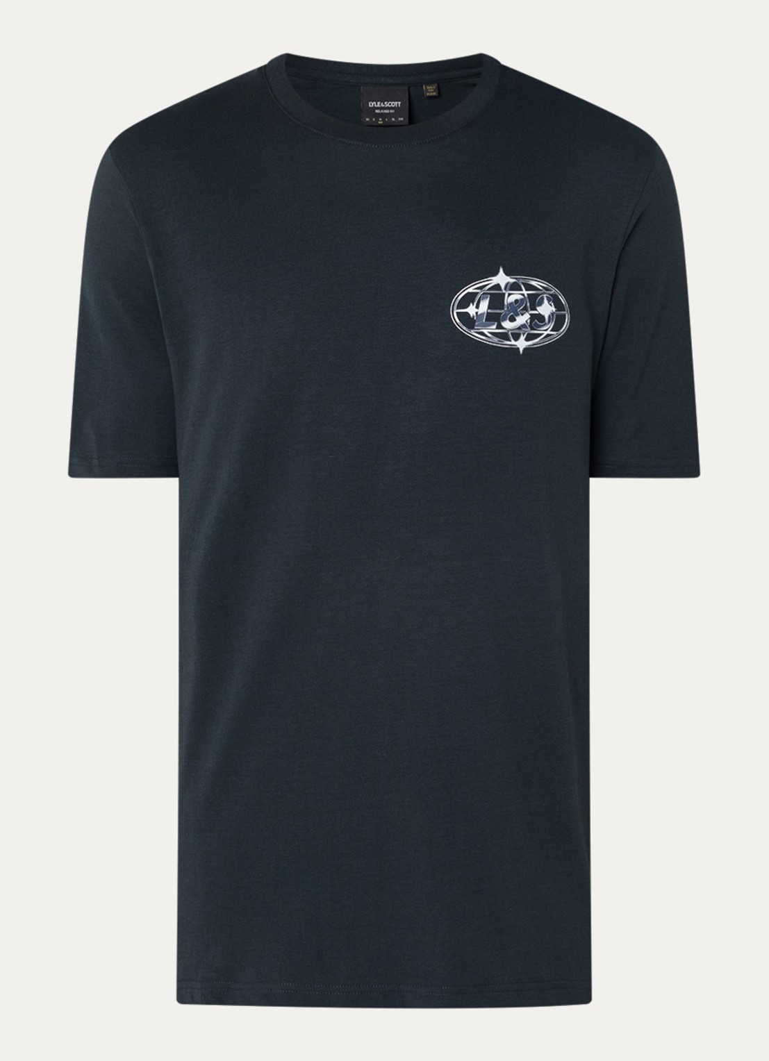 Lyle & Scott Chrome T-shirt met logo- en backprint - voorkant zwart