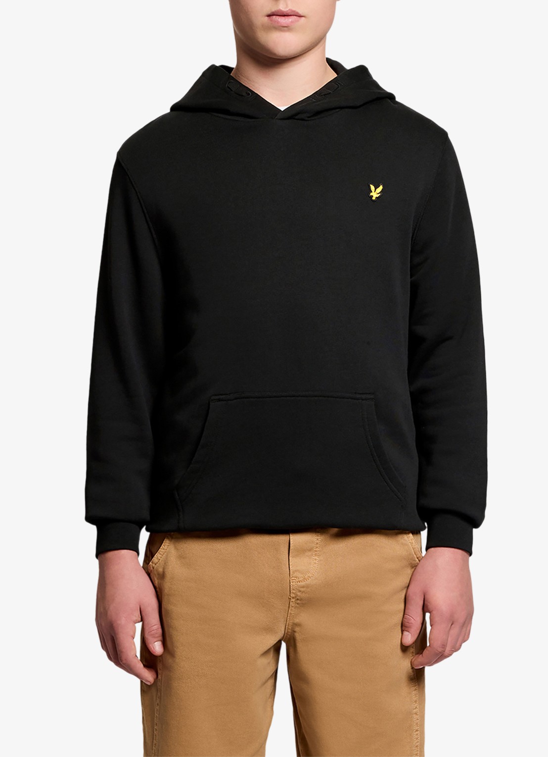 Lyle & Scott Classic hoodie met logoborduring - voorkant zwart
