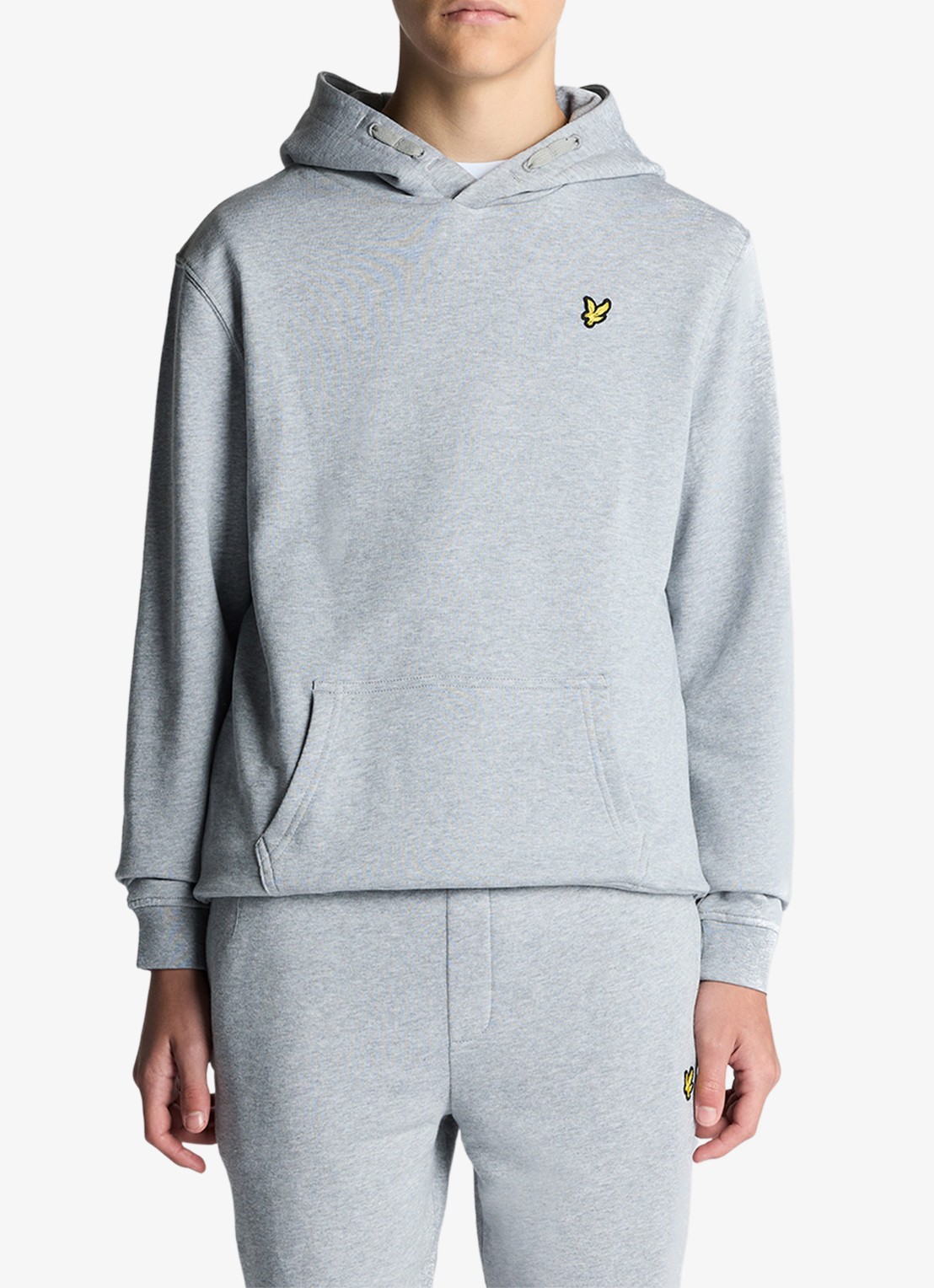 Lyle & Scott Classic hoodie met logoborduring - voorkant grijsmele