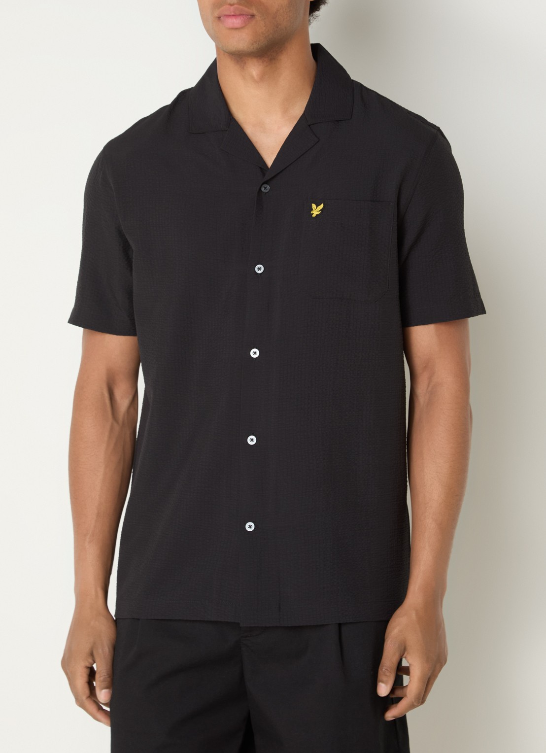 Lyle & Scott Crinkle Resort regular fit overhemd met borstzak - detail 3 zwart