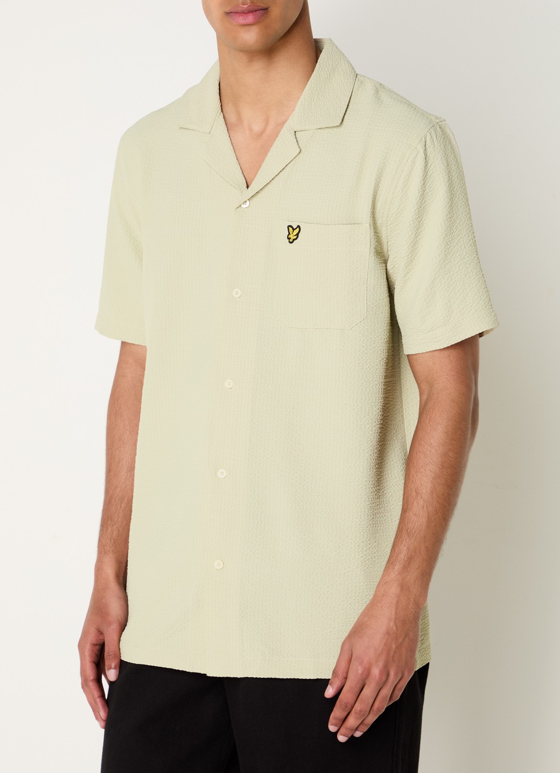 Lyle & Scott Crinkle Resort regular fit overhemd met borstzak - detail 4 beige