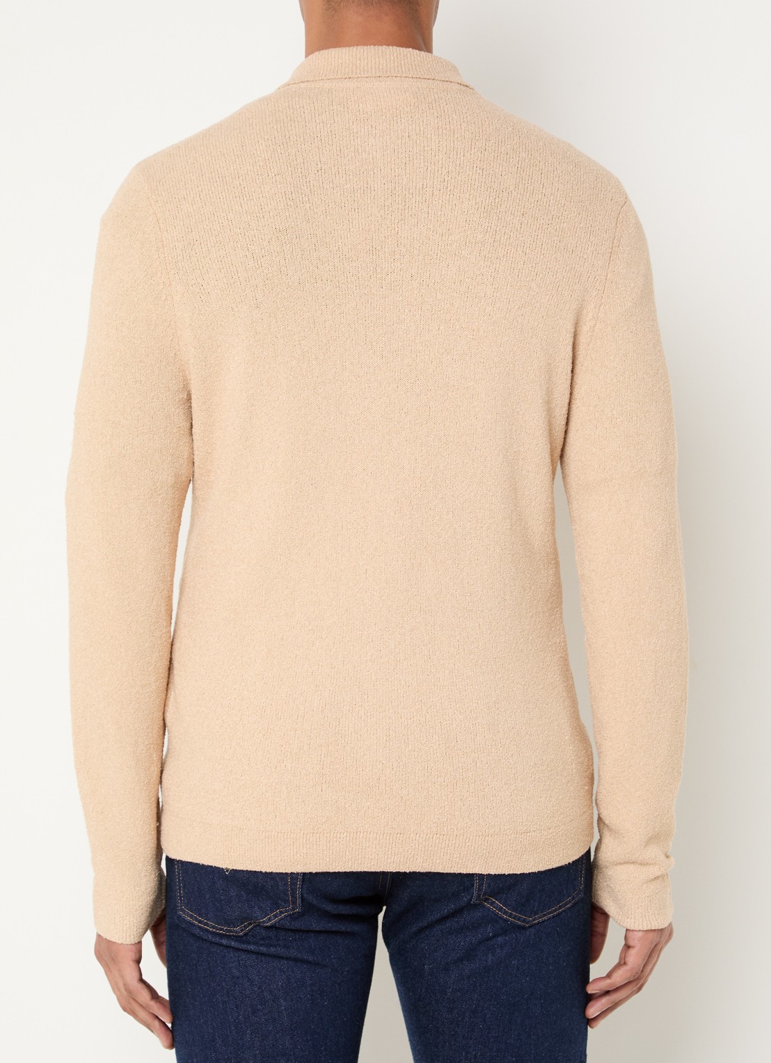 Lyle & Scott Fijngebreid vest met logoborduring - achterkant 3 beige