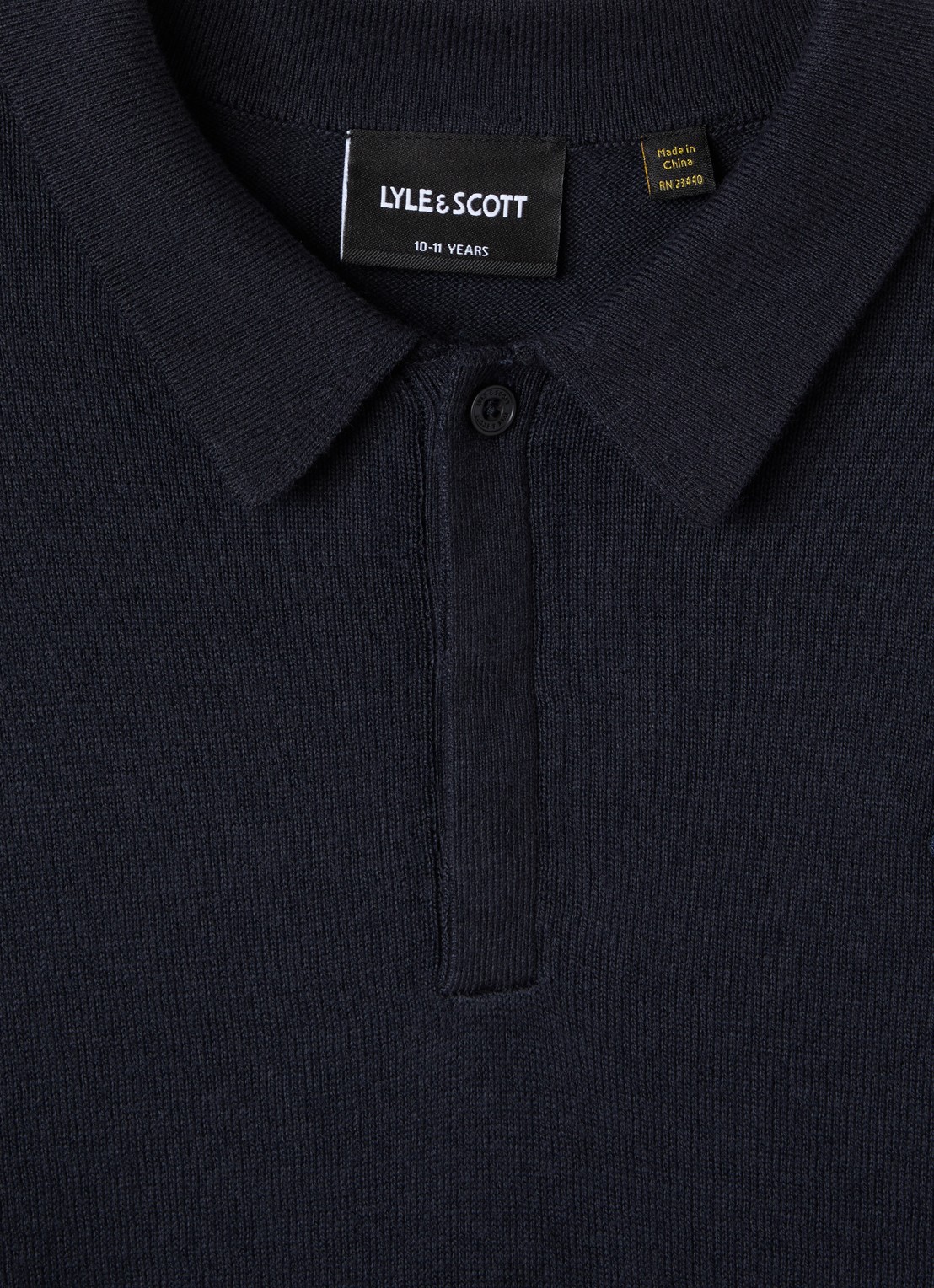 Lyle & Scott Fijngebreide polo met logo - detail 3 donkerblauw