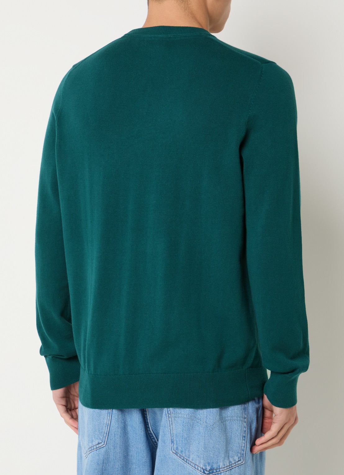Lyle & Scott Fijngebreide pullover met logo - achterkant 3 groen