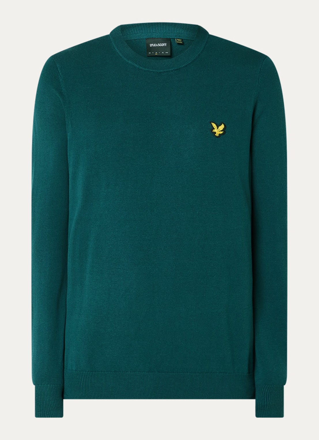 Lyle & Scott Fijngebreide pullover met logo - voorkant groen