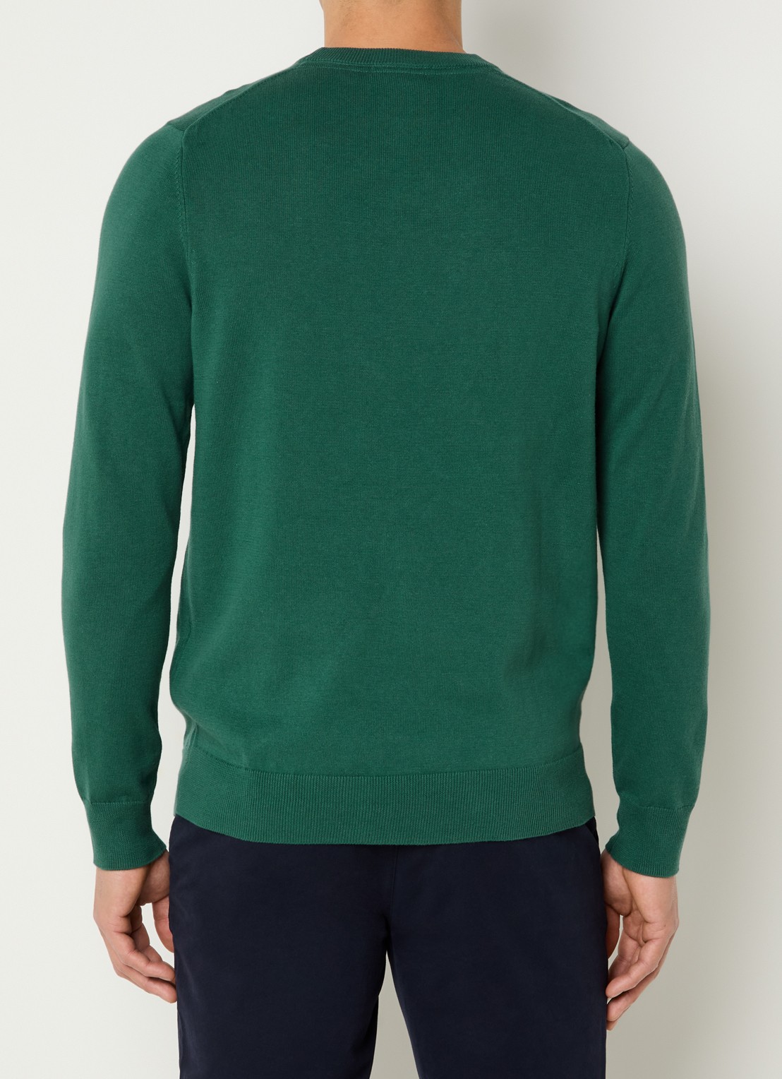 Lyle & Scott Fijngebreide pullover met logo - achterkant 4 groen