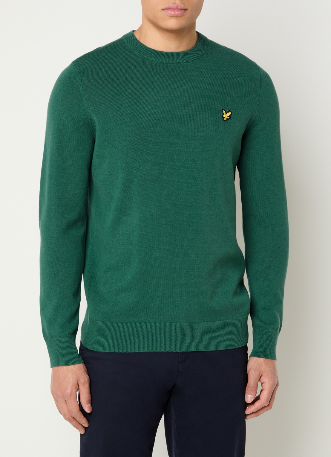 Lyle & Scott Fijngebreide pullover met logo - detail 3 groen