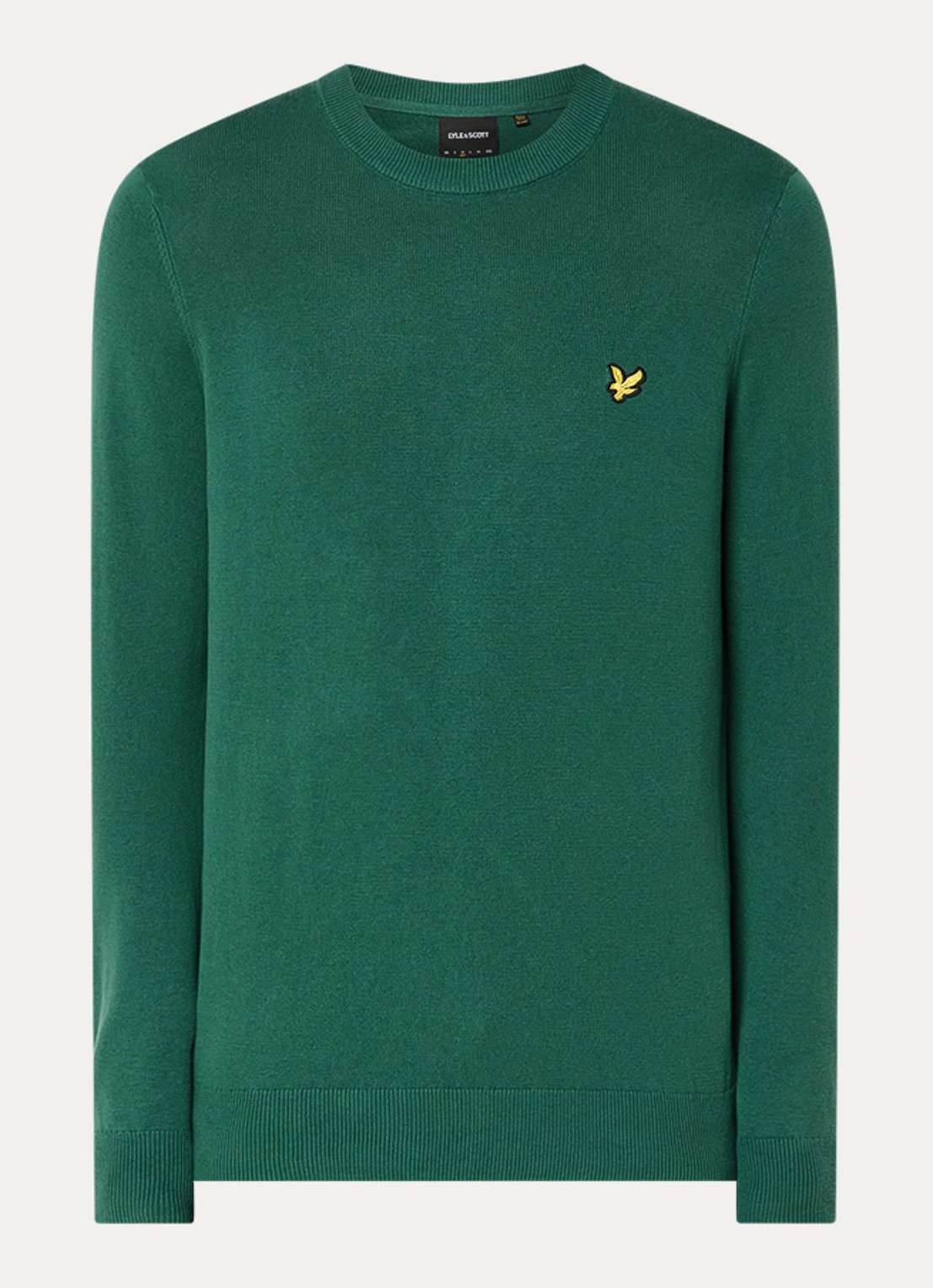 Lyle & Scott Fijngebreide pullover met logo - voorkant groen