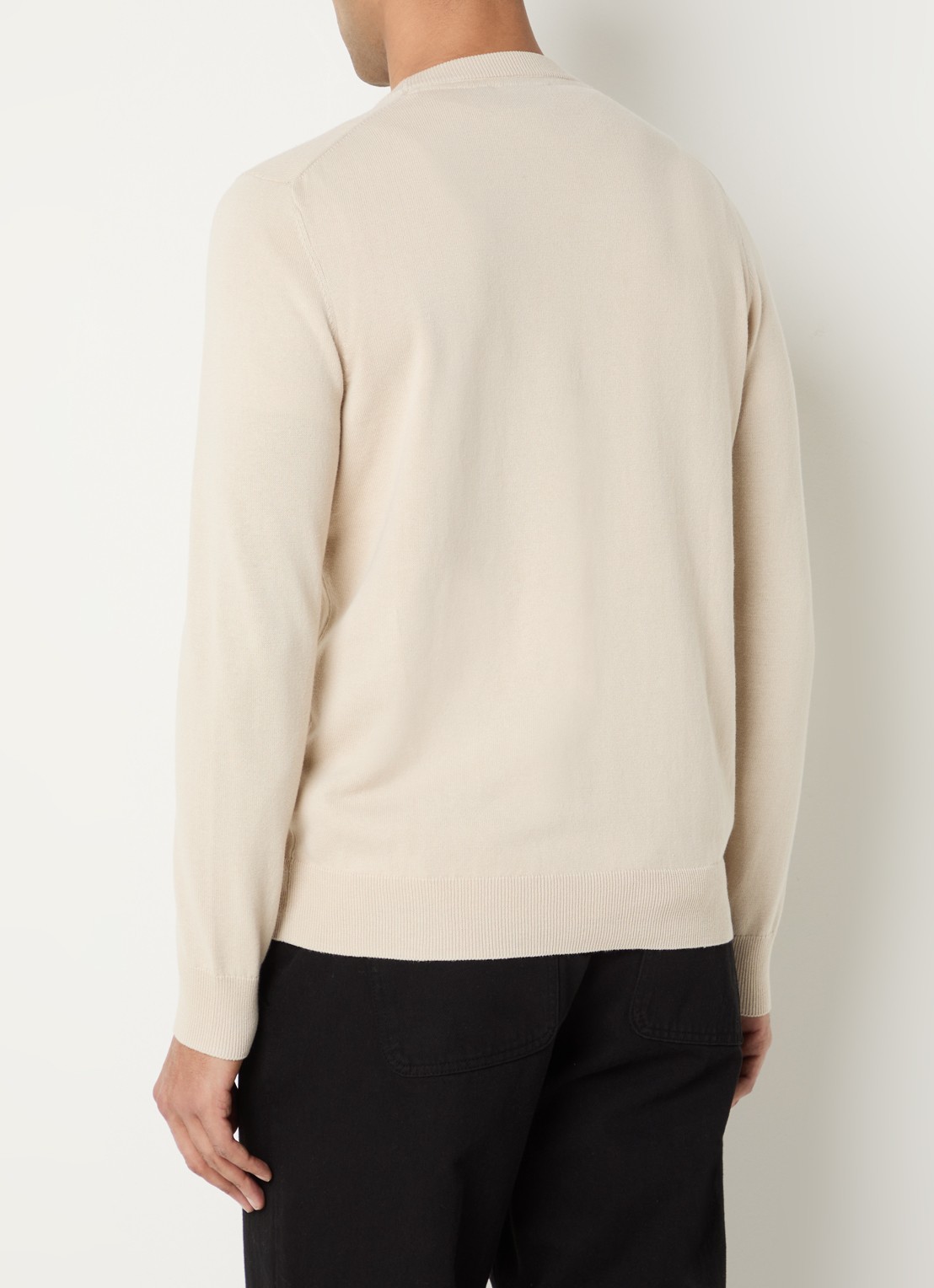 Lyle & Scott Fijngebreide pullover met logo - achterkant 2 beige