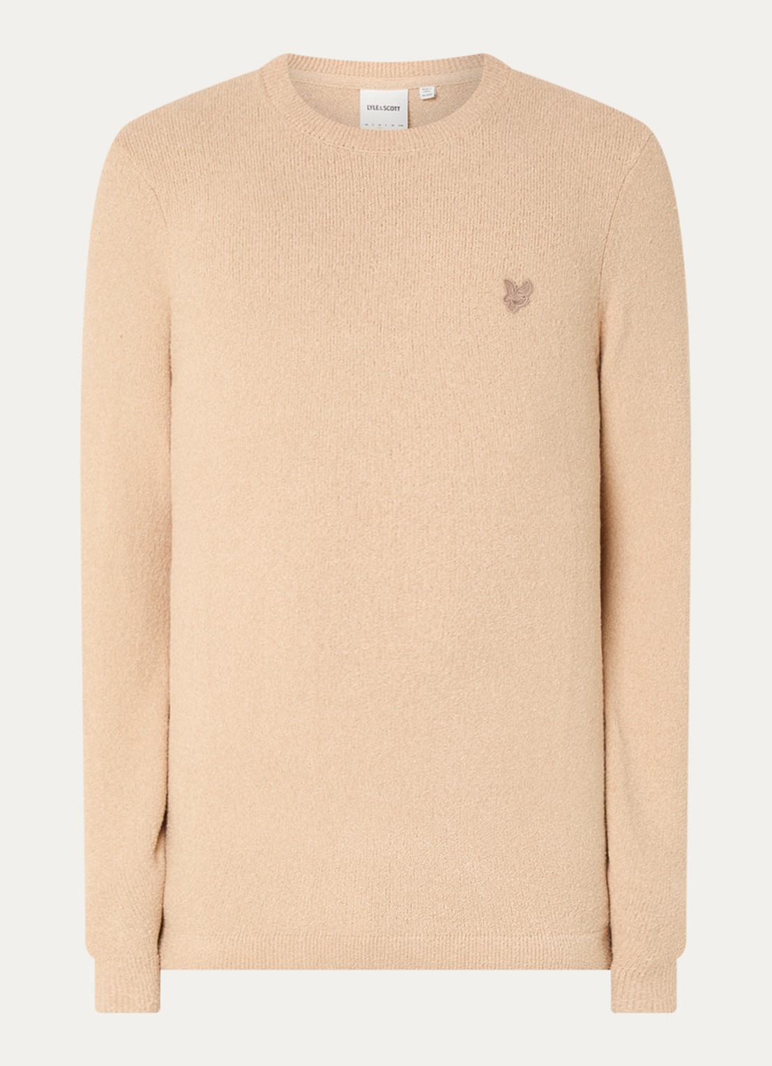 Lyle & Scott Fijngebreide pullover met logoborduring - voorkant 2 camel