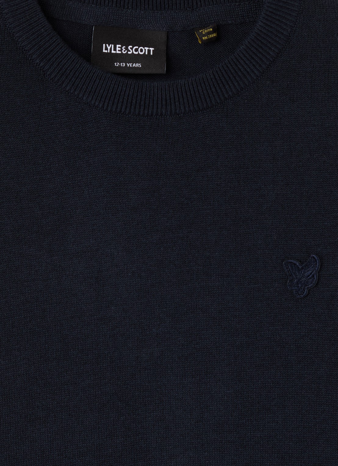 Lyle & Scott Fijngebreide pullover met logoborduring - detail 3 donkerblauw