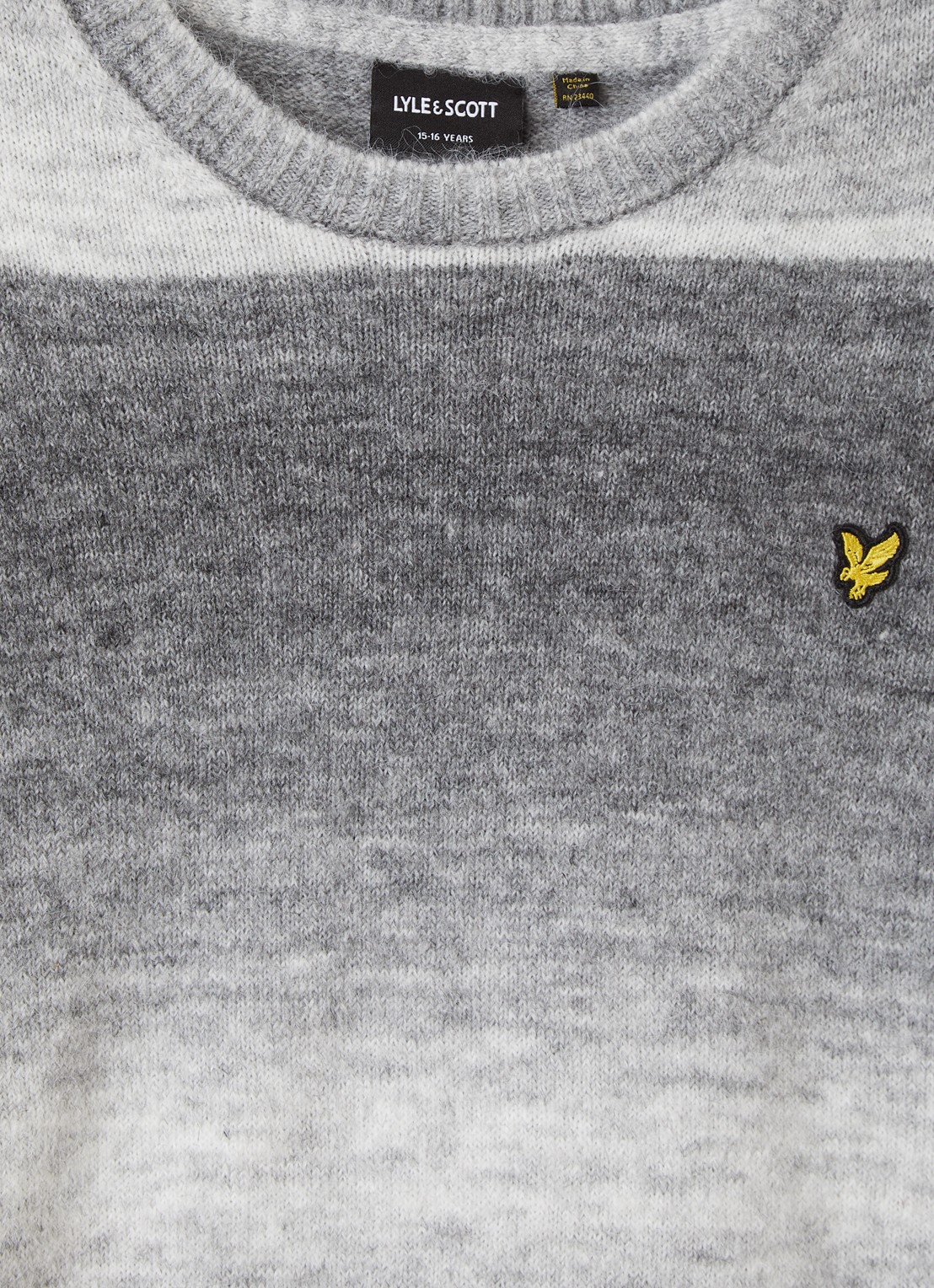 Lyle & Scott Fijngebreide trui in wolblend - detail 3 grijsmele