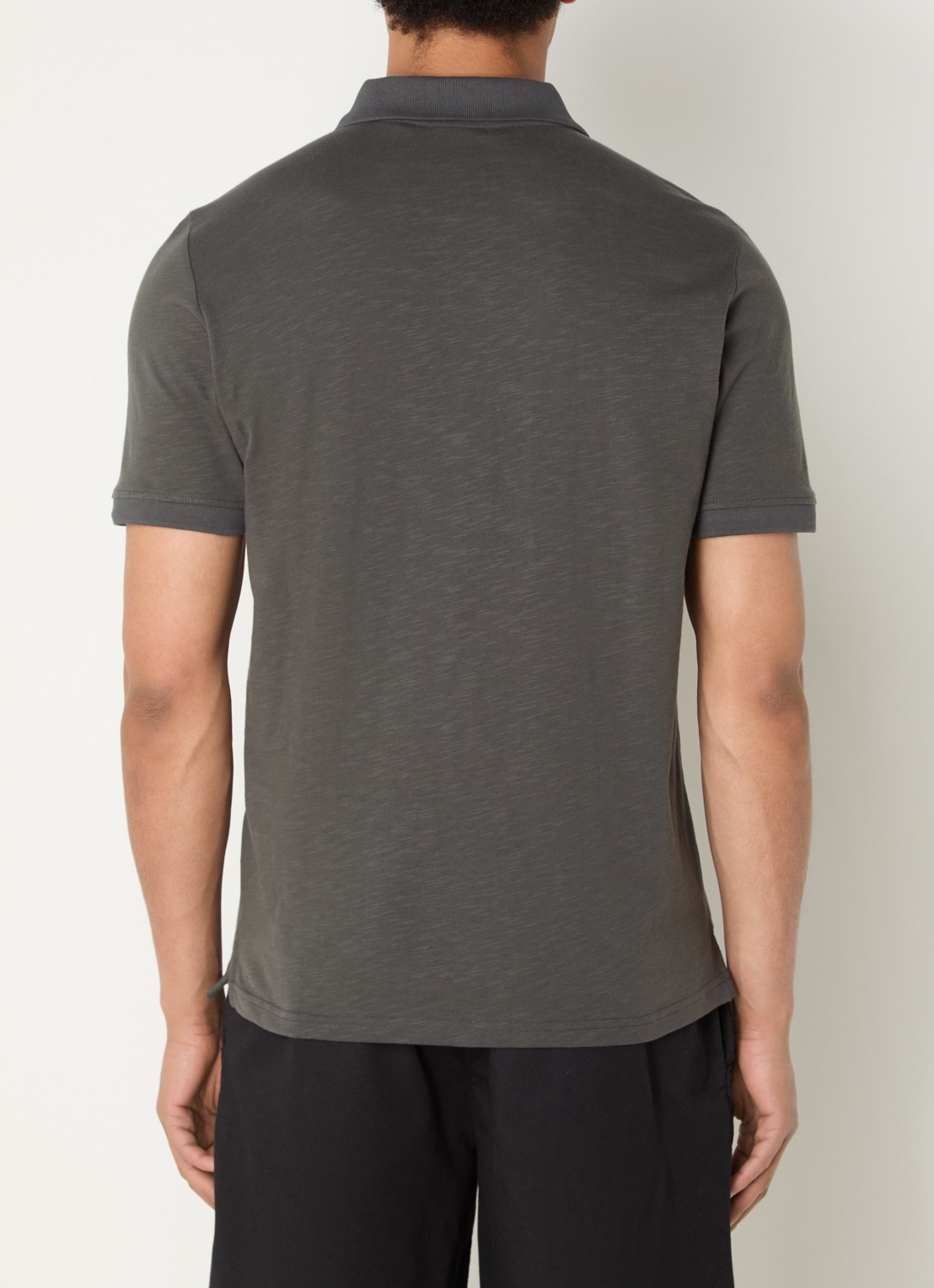 Lyle & Scott Fine Slub regular fit polo met logo - achterkant 2 antraciet