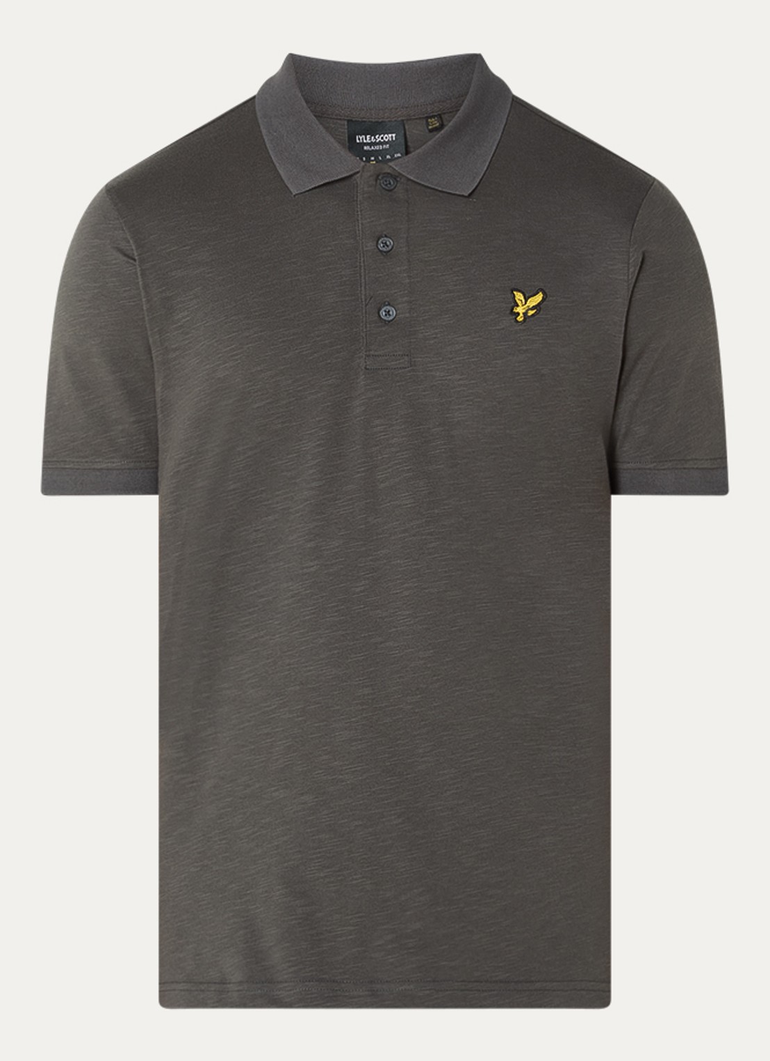 Lyle & Scott Fine Slub regular fit polo met logo - voorkant 3 antraciet