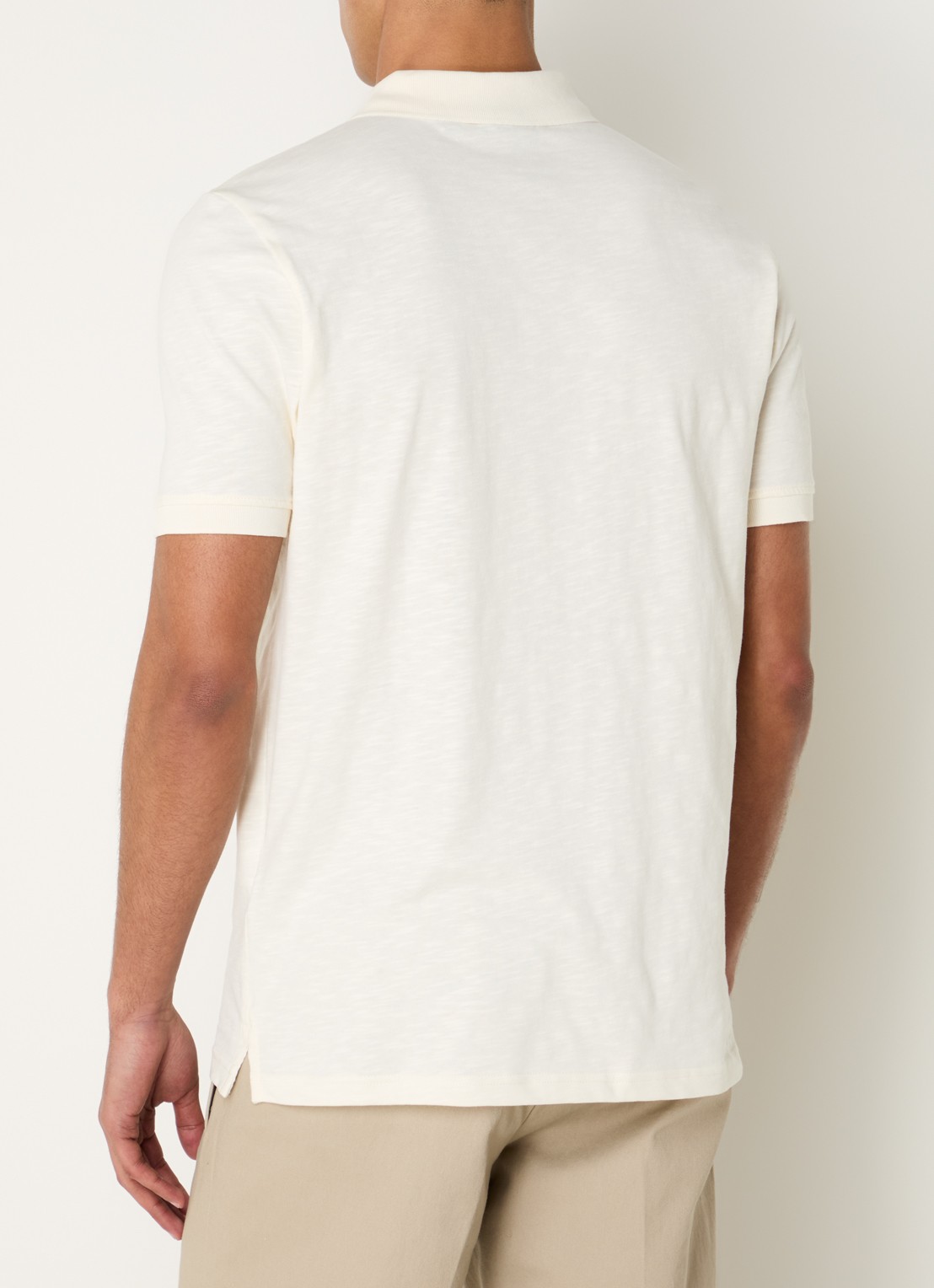 Lyle & Scott Fine Slub regular fit polo met logo - achterkant 2 beige