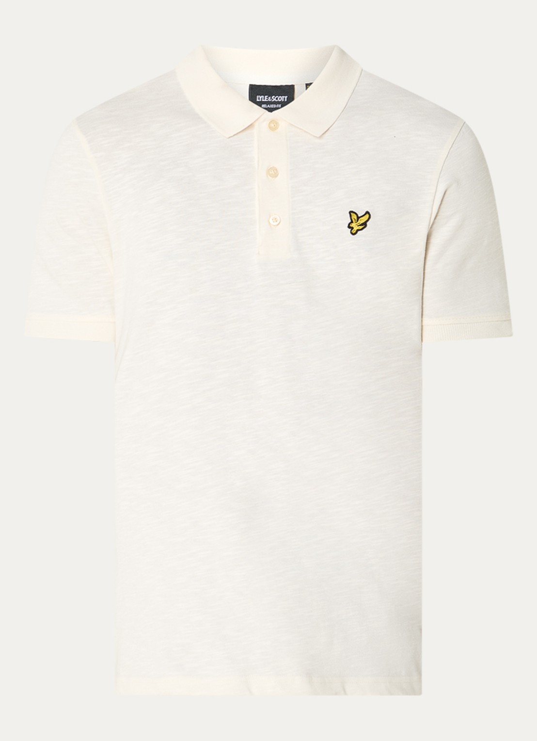 Lyle & Scott Fine Slub regular fit polo met logo - voorkant 3 beige
