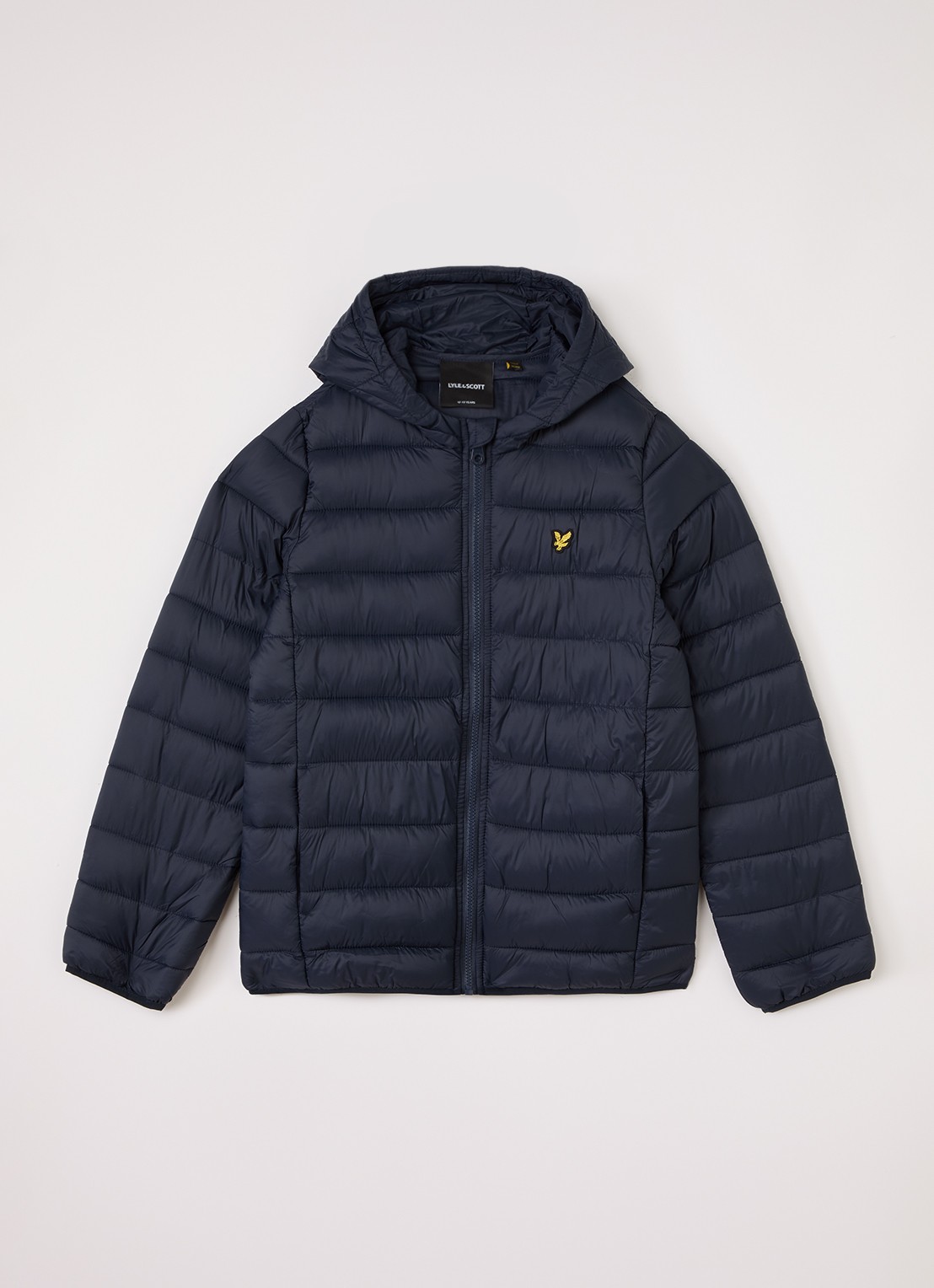 Lyle & Scott Gewatteerd jack met logoborduring - voorkant donkerblauw