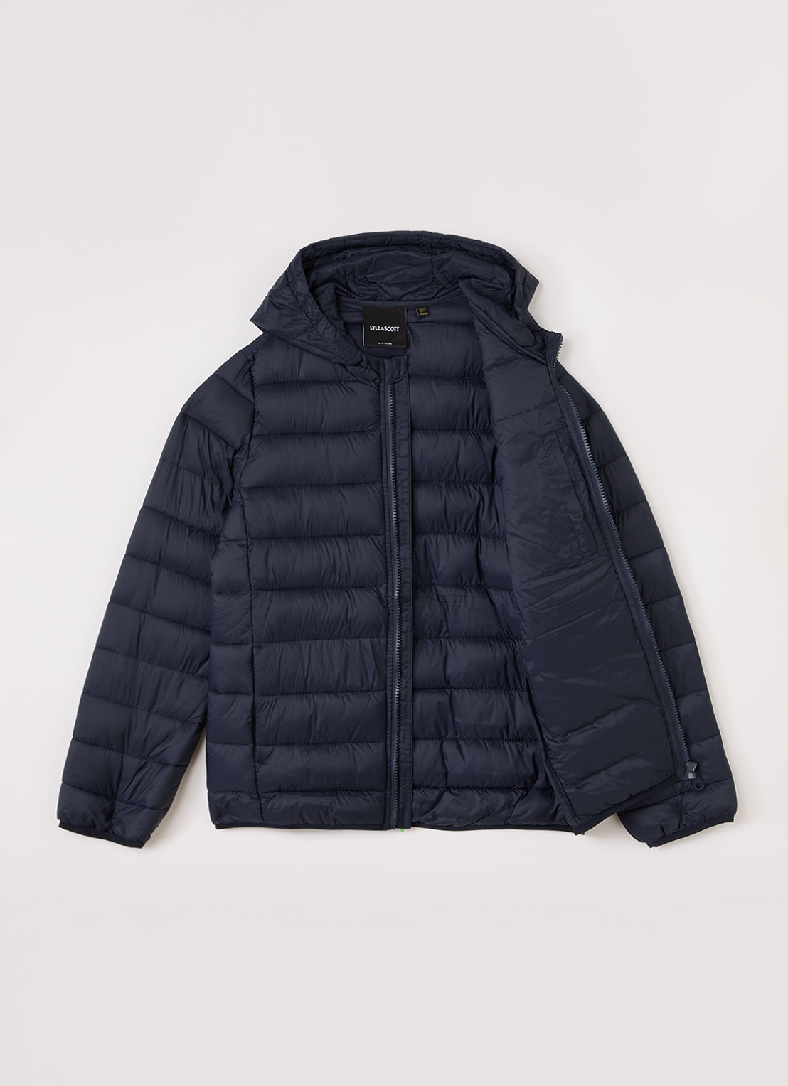 Lyle & Scott Gewatteerd jack met logoborduring - voorkant 2 donkerblauw