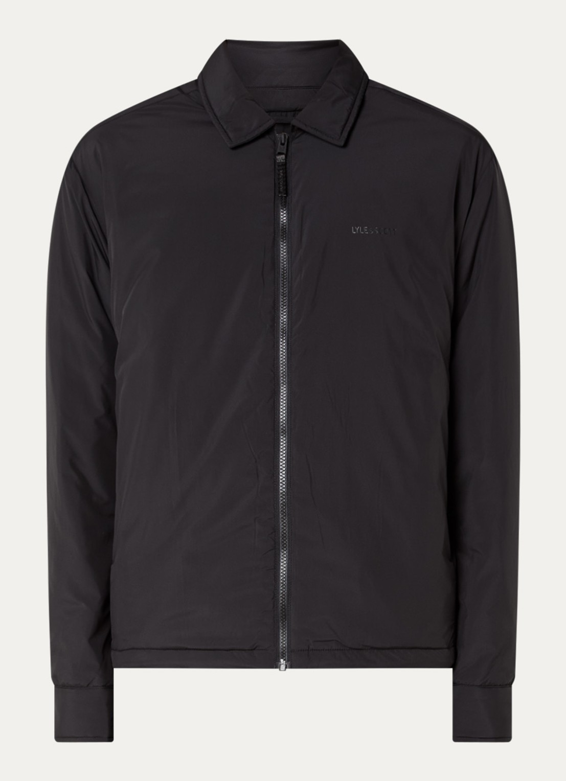 Lyle & Scott Gewatteerd jack met ritszakken - voorkant zwart