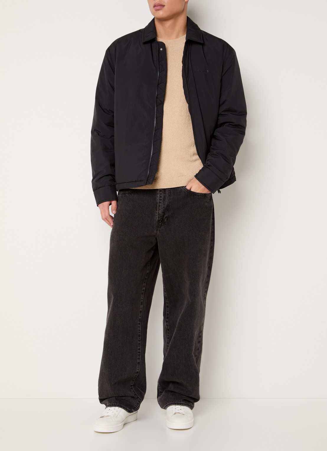 Lyle & Scott Gewatteerd jack met ritszakken - voorkant 2 zwart