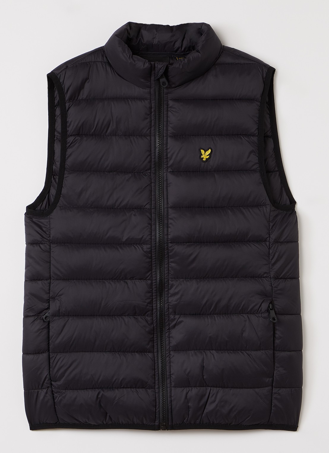 Lyle & Scott Gewatteerde bodywarmer met logo - voorkant zwart