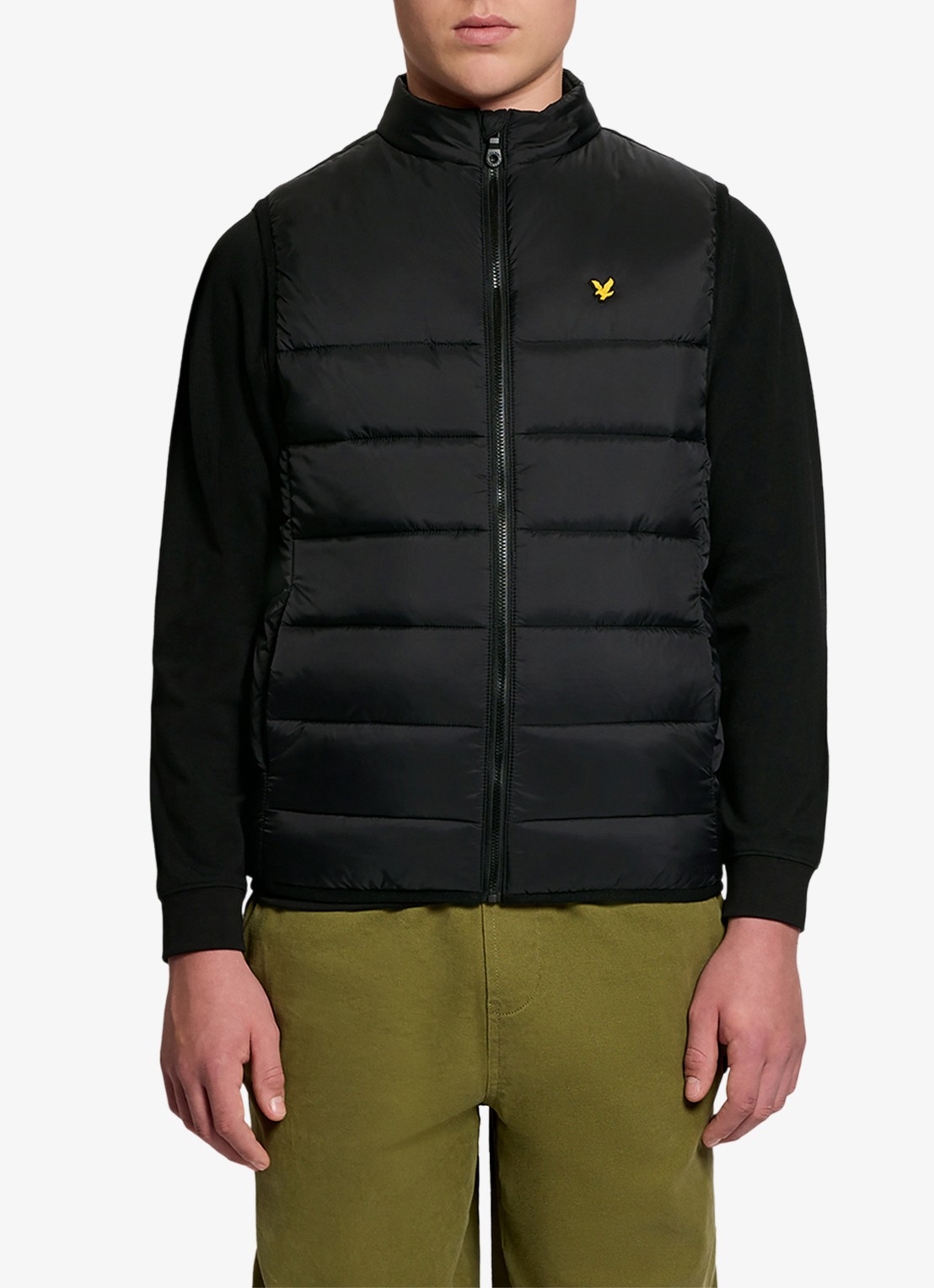 Lyle & Scott Gewatteerde bodywarmer met steekzakken - voorkant 2 zwart