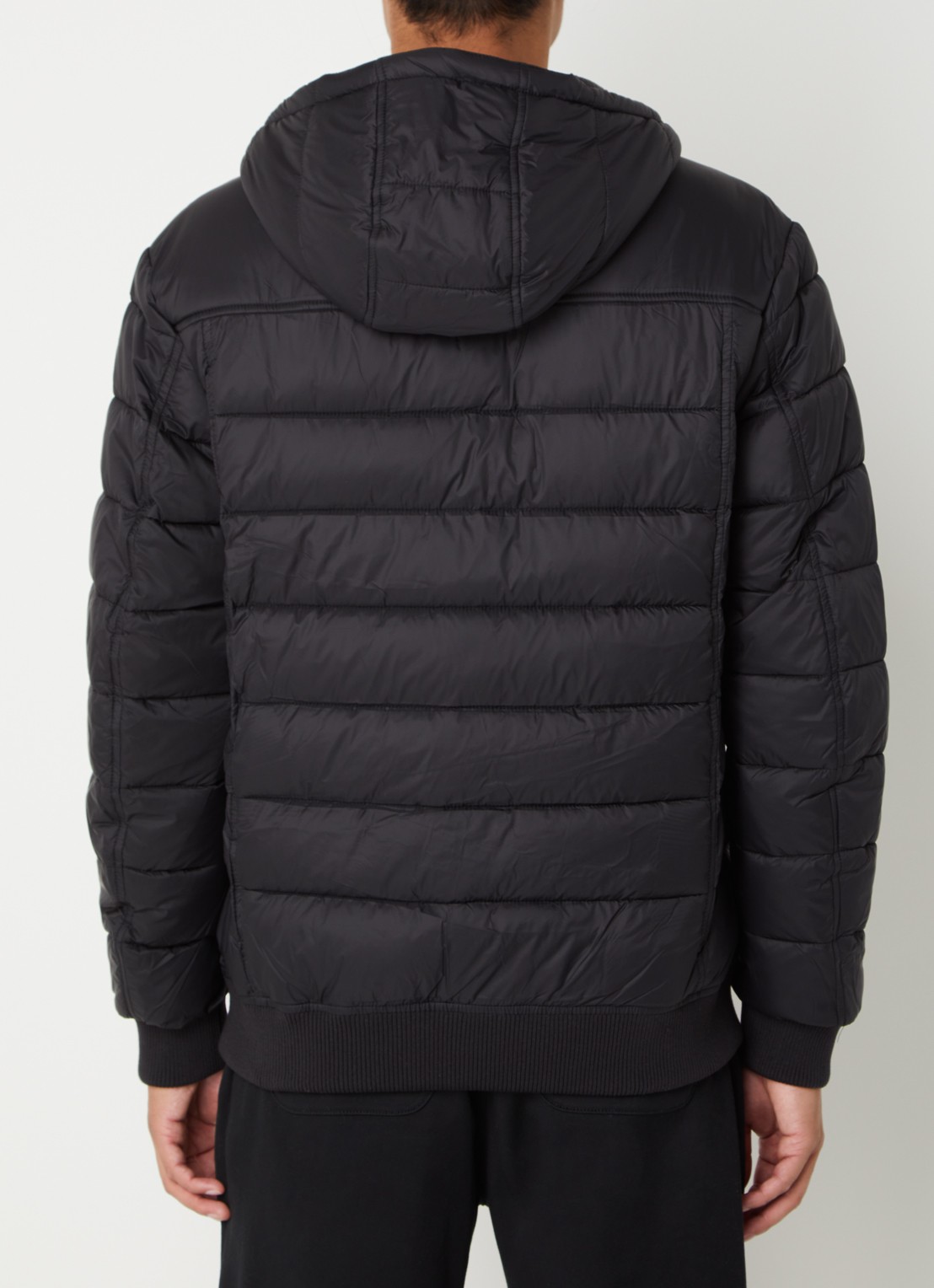 Lyle & Scott Gewatteerde jas met capuchon en logo - achterkant 4 zwart
