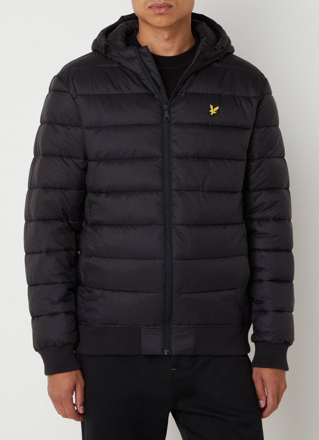 Lyle & Scott Gewatteerde jas met capuchon en logo - detail 3 zwart
