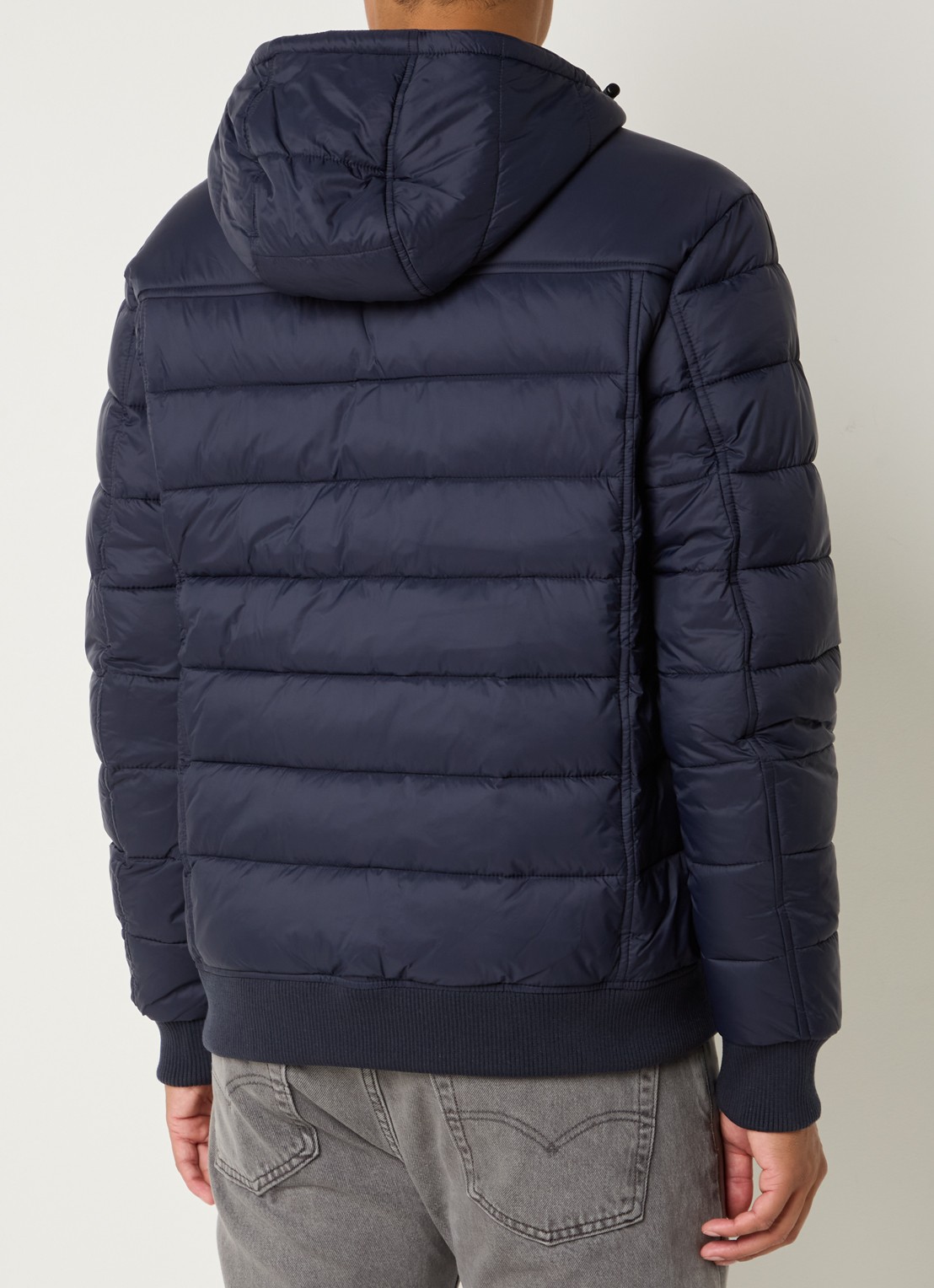 Lyle & Scott Gewatteerde jas met capuchon en logo - achterkant 3 donkerblauw