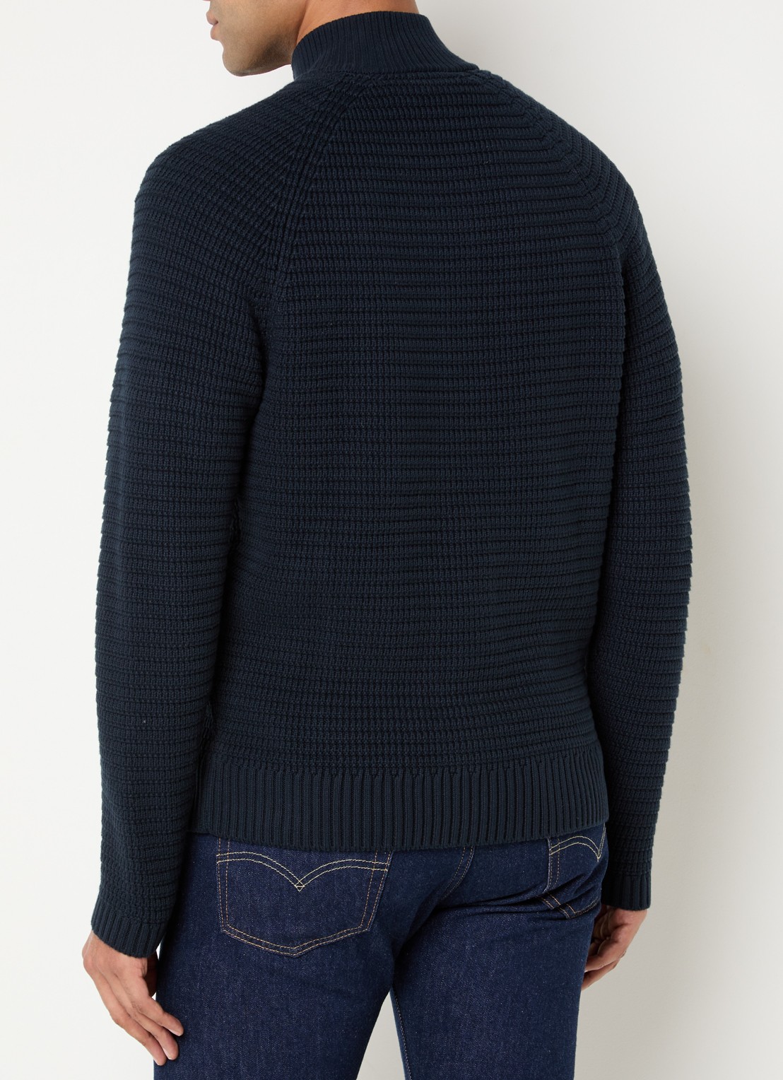 Lyle & Scott Grofgebreid vest met logoborduring - achterkant 3 donkerblauw