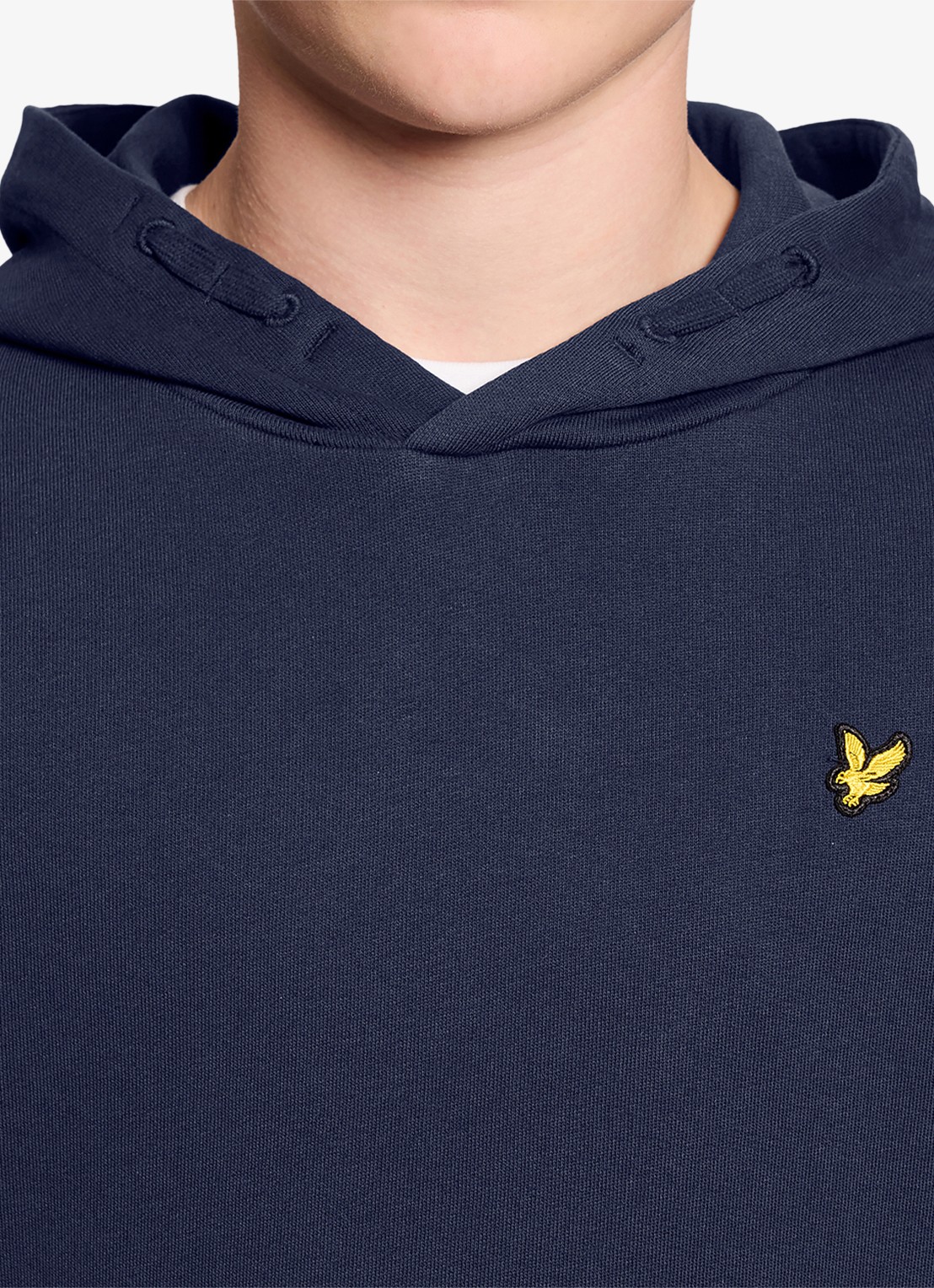 Lyle & Scott Hoodie met logo - detail royalblauw