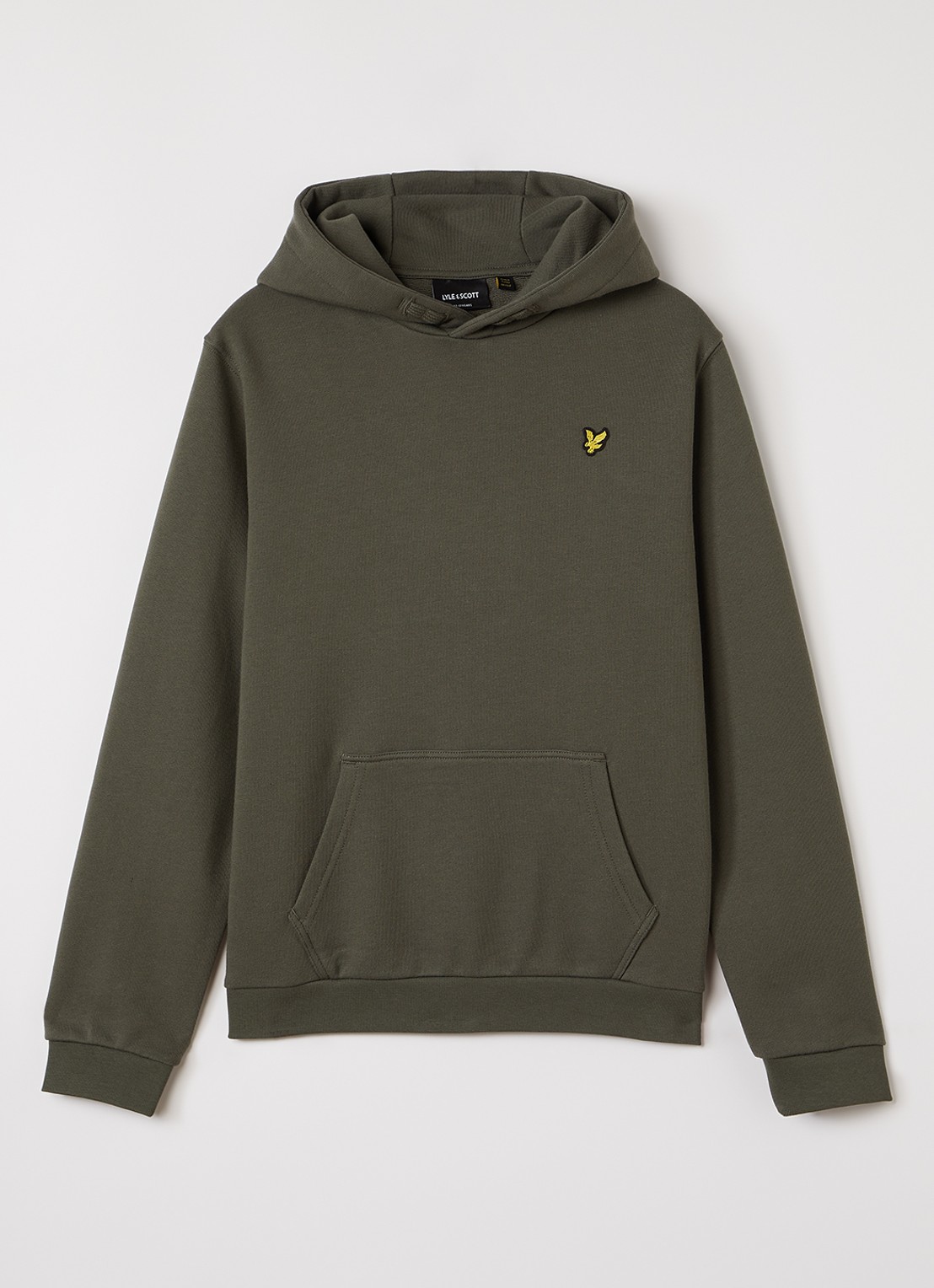 Lyle & Scott Hoodie met logoborduring - voorkant 2 legergroen