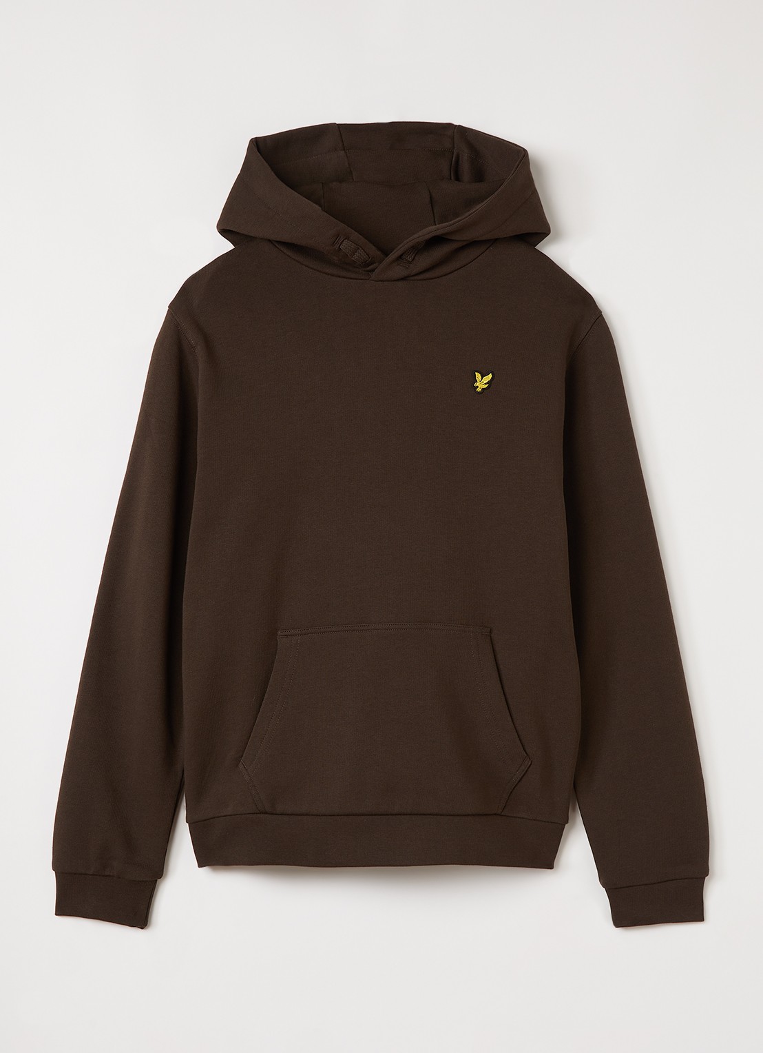 Lyle & Scott Hoodie met logoborduring - voorkant 2 donkerbruin