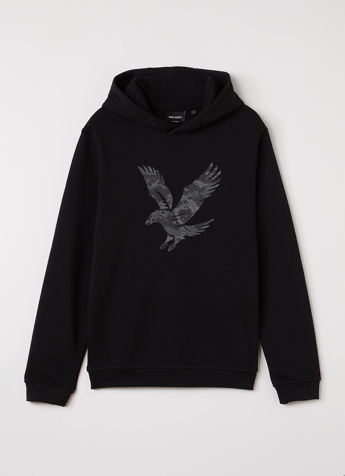 Lyle & Scott Hoodie met logoprint - voorkant 2 zwart