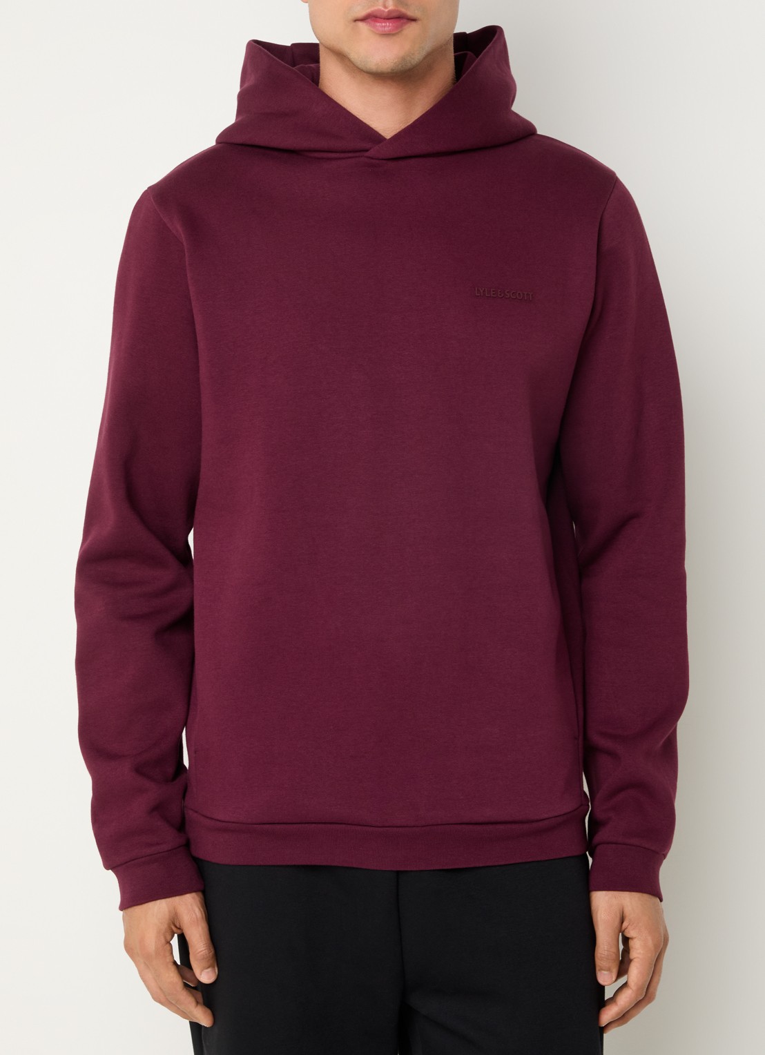 Lyle & Scott Hoodie met steekzakken en logo - detail bordeauxrood