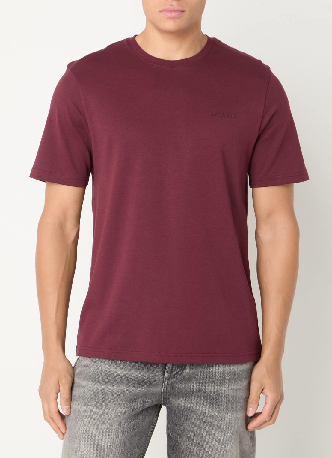 Lyle & Scott Interlock T-shirt met logo - detail 4 bordeauxrood