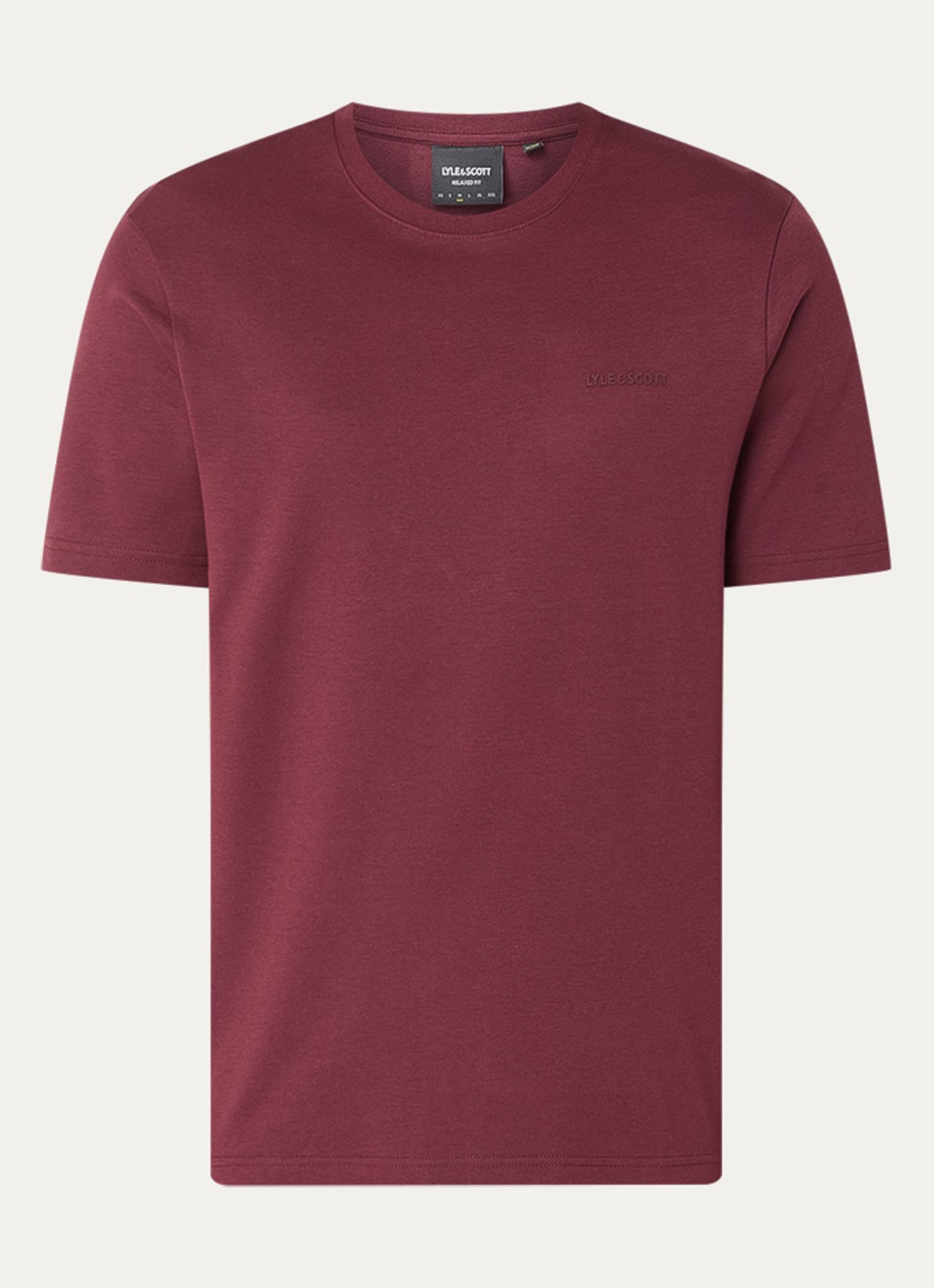 Lyle & Scott Interlock T-shirt met logo - voorkant 2 bordeauxrood