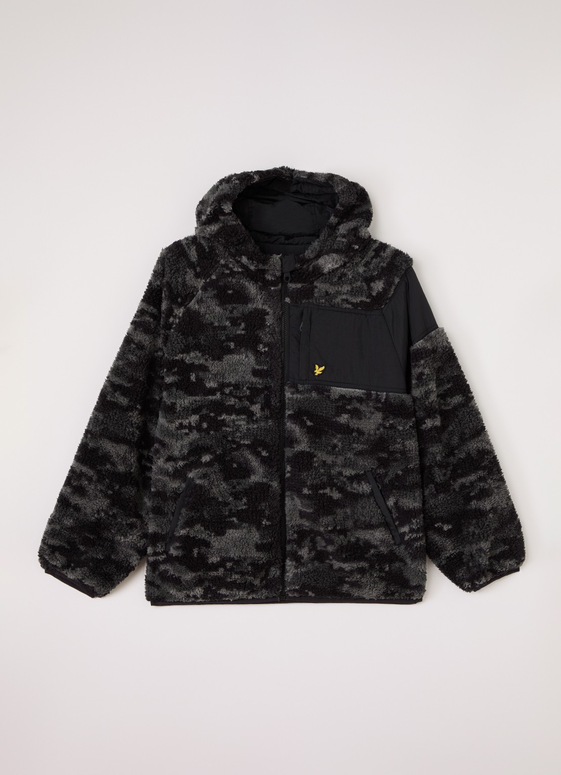Lyle & Scott Jack van teddy met capuchon - voorkant antraciet