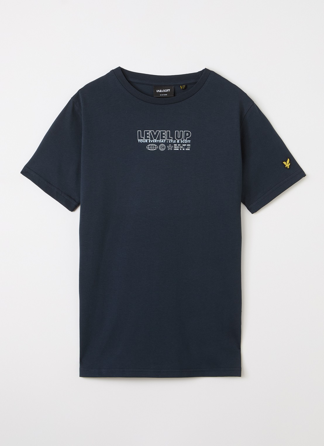 Lyle & Scott Level Up T-shirt met logo - voorkant donkerblauw