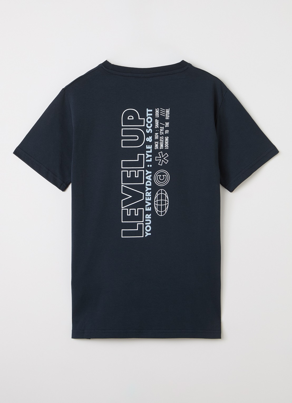 Lyle & Scott Level Up T-shirt met logo - voorkant 2 donkerblauw