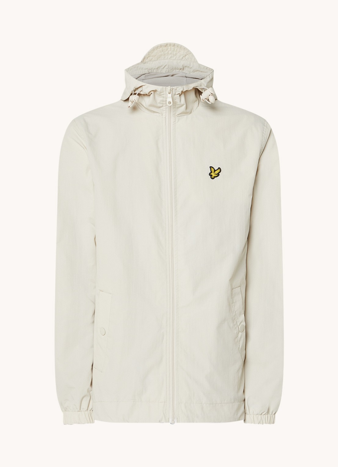 Lyle & Scott Lichtgewicht jack met capuchon - voorkant donkerbeige