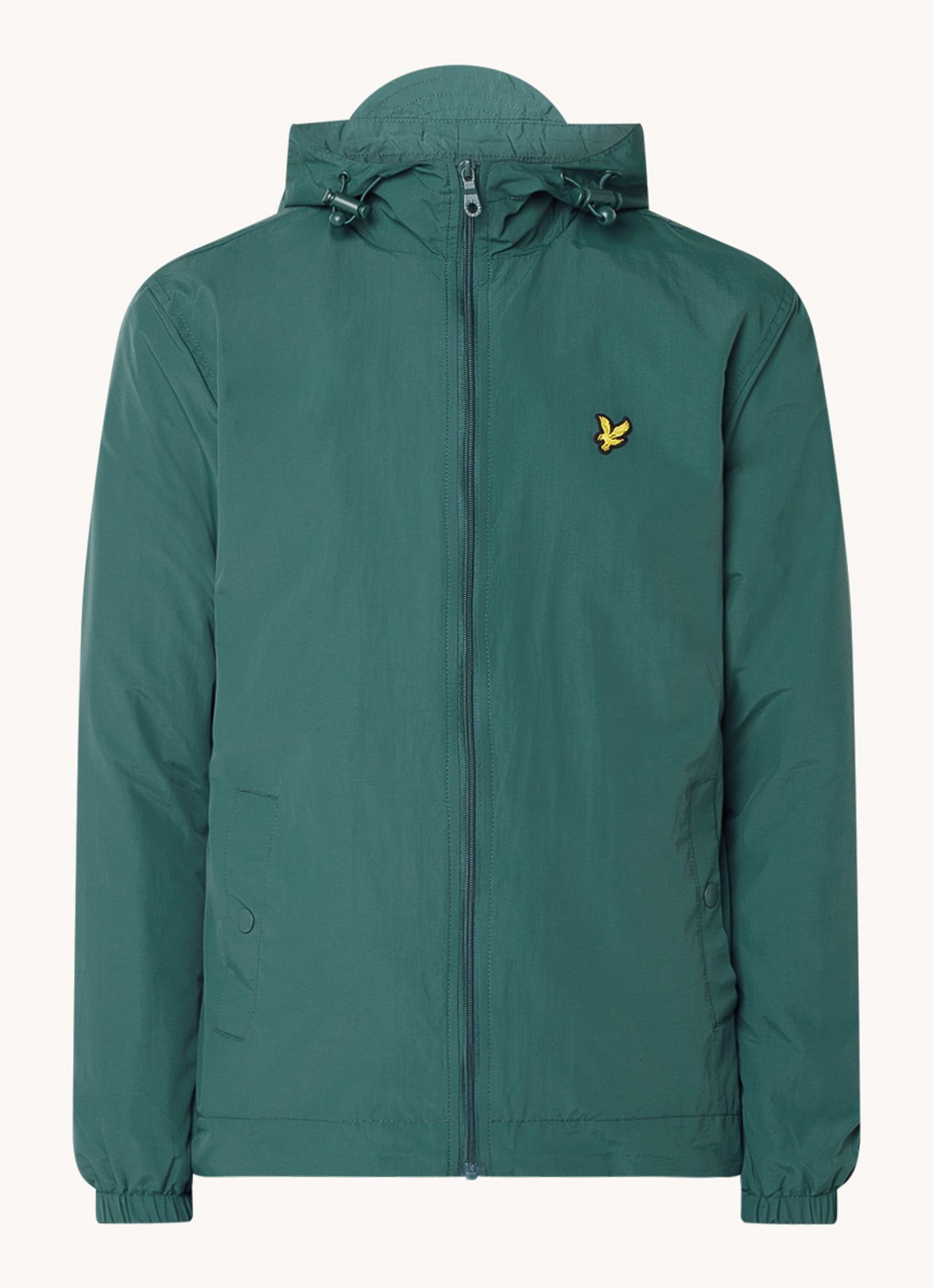 Lyle & Scott Lichtgewicht jack met capuchon - voorkant groen