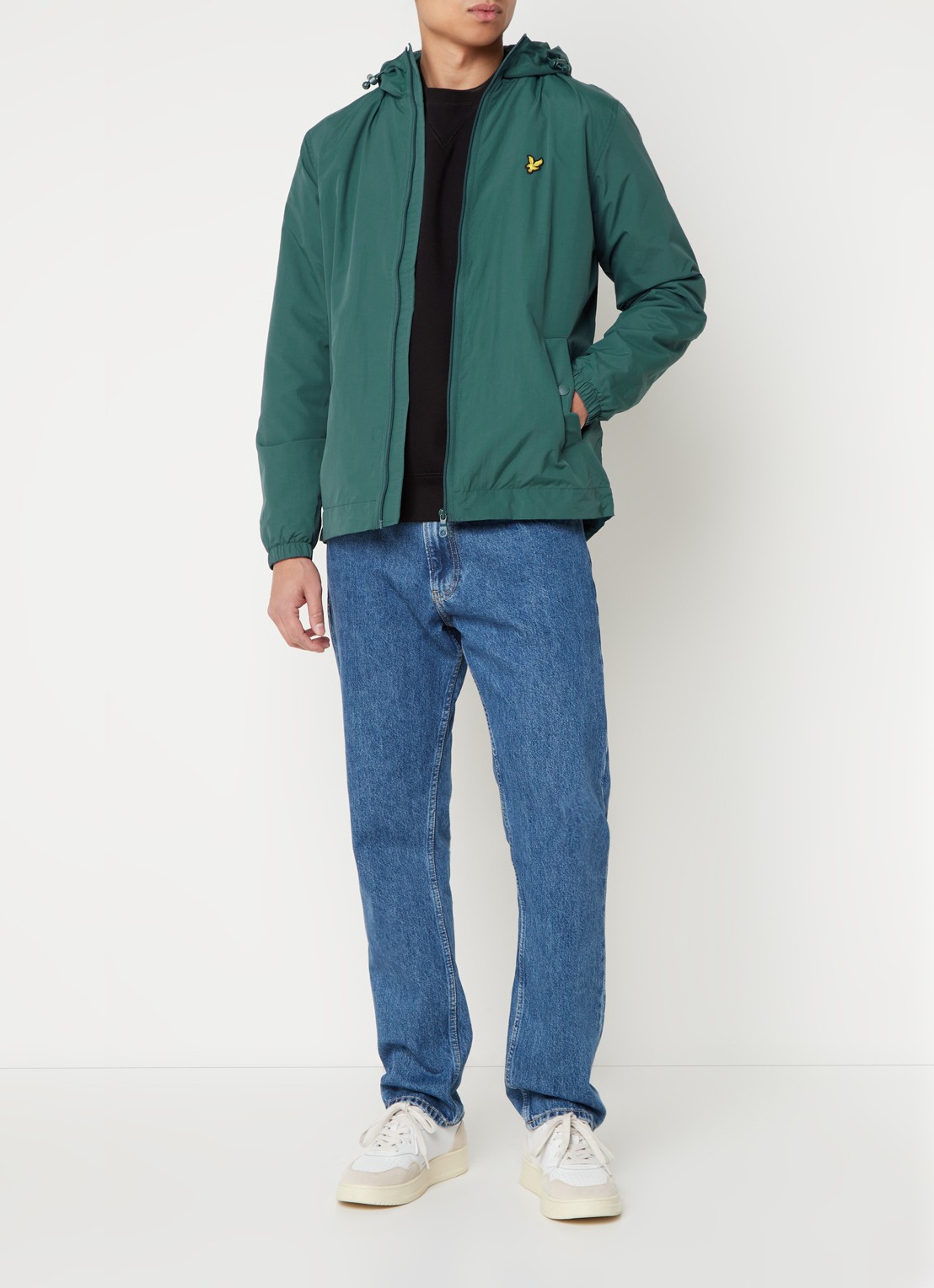 Lyle & Scott Lichtgewicht jack met capuchon - voorkant 2 groen