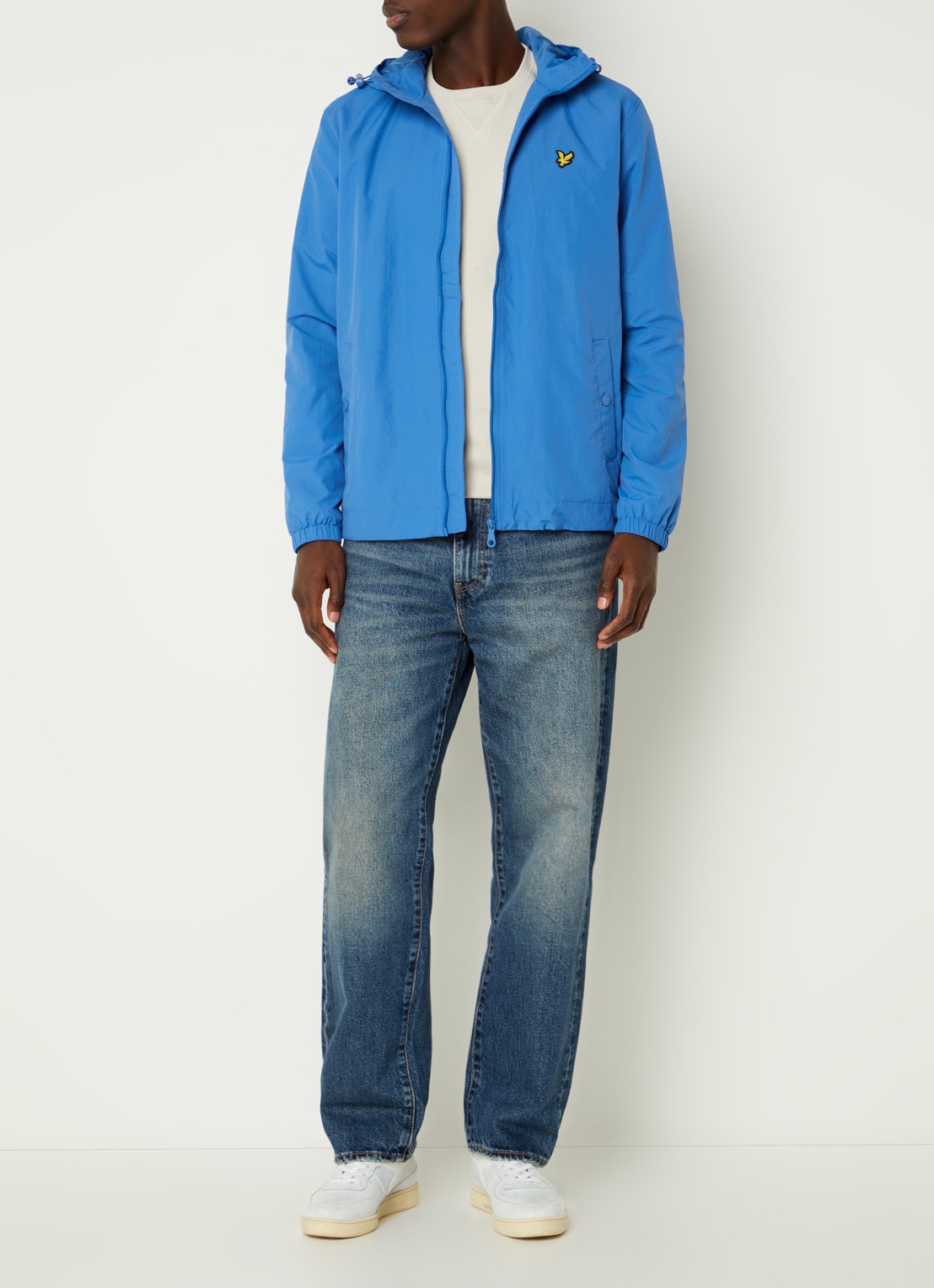 Lyle & Scott Lichtgewicht jack met capuchon - voorkant 4 blauw