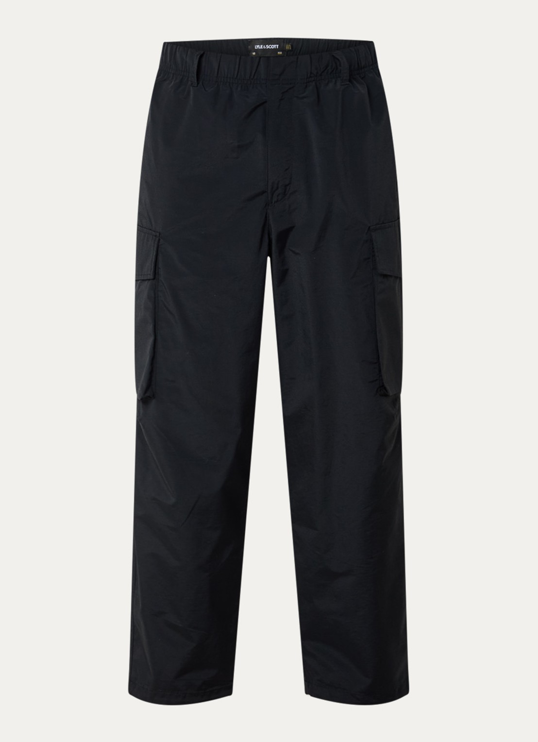 Lyle & Scott Loose fit cargobroek met klepzakken - voorkant zwart