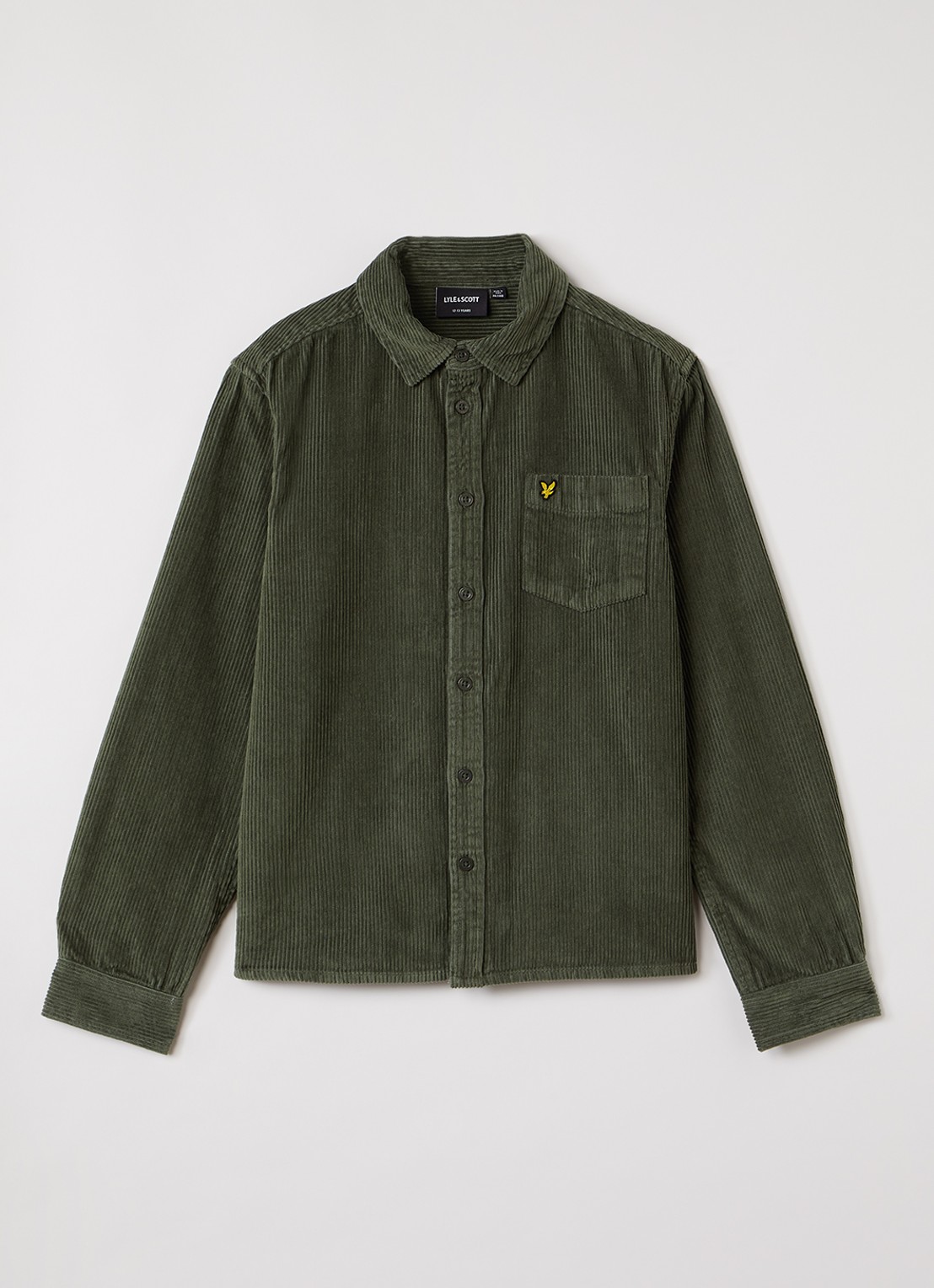 Lyle & Scott Overhemd van corduroy - voorkant 2 legergroen